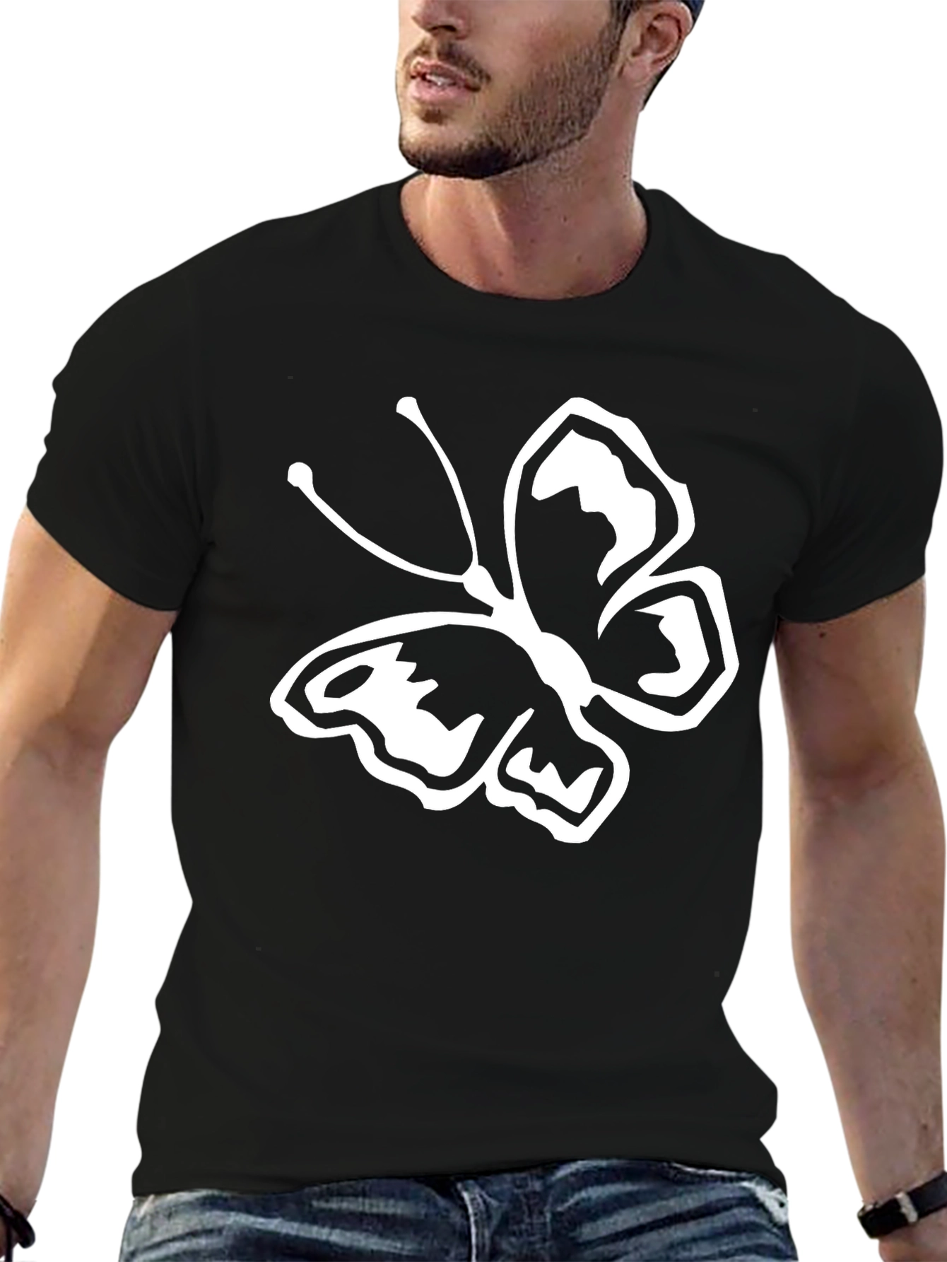 Black Butterfly Graphic Black T-Shirt view 6