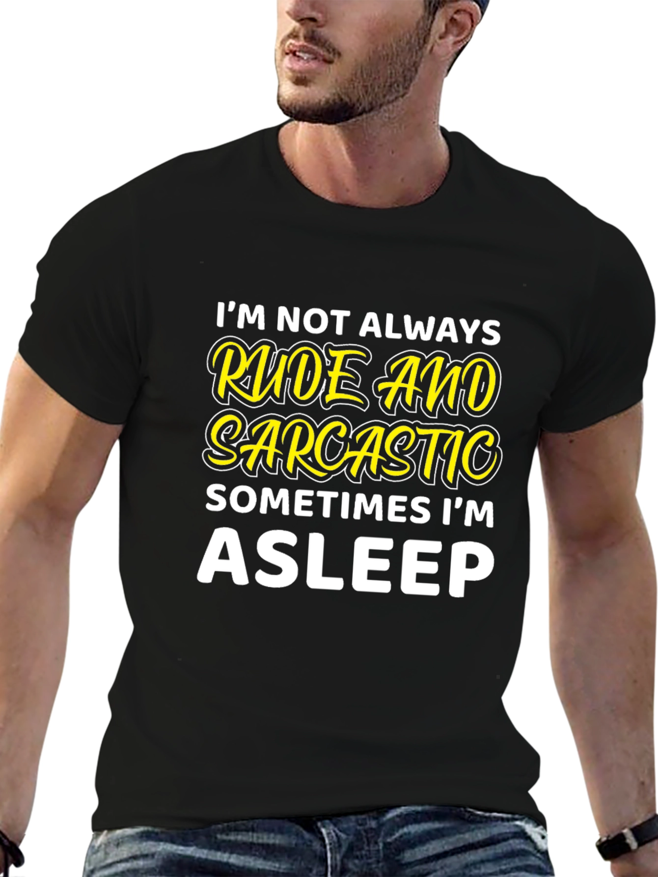 Black Rude & Sarcastic Asleep T-Shirt view 6