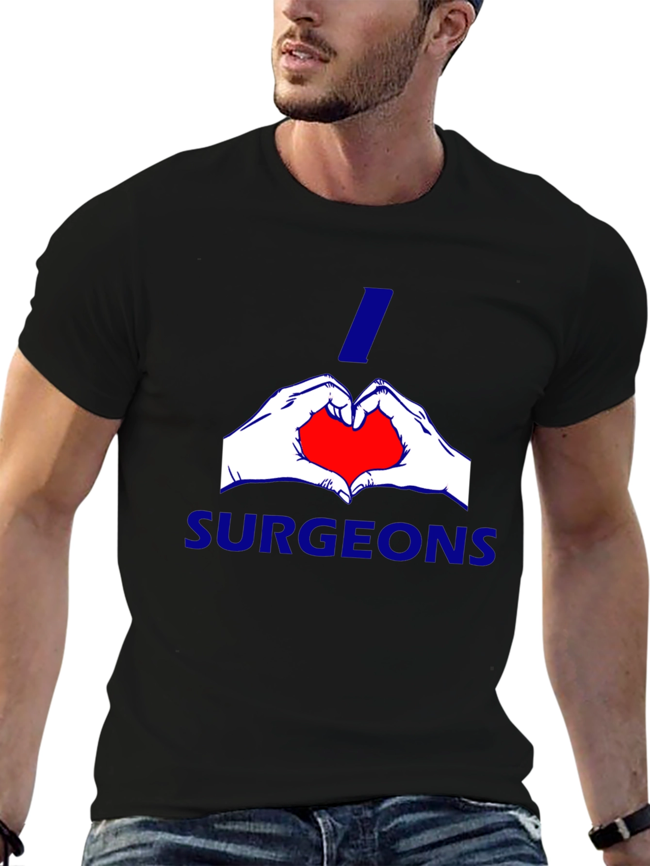 Black I Heart Surgeons Tee - Black Cotton Blend view 6