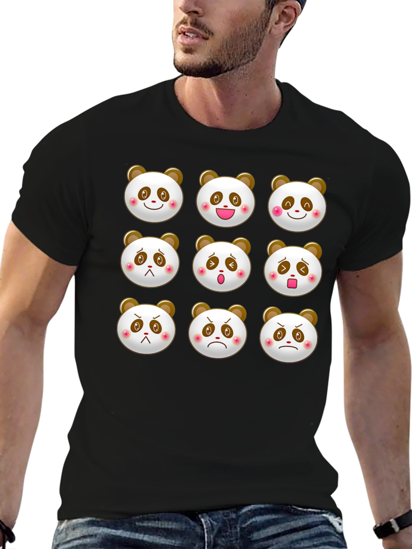 Black Panda Emoji T-Shirt - Black Cotton Blend view 6