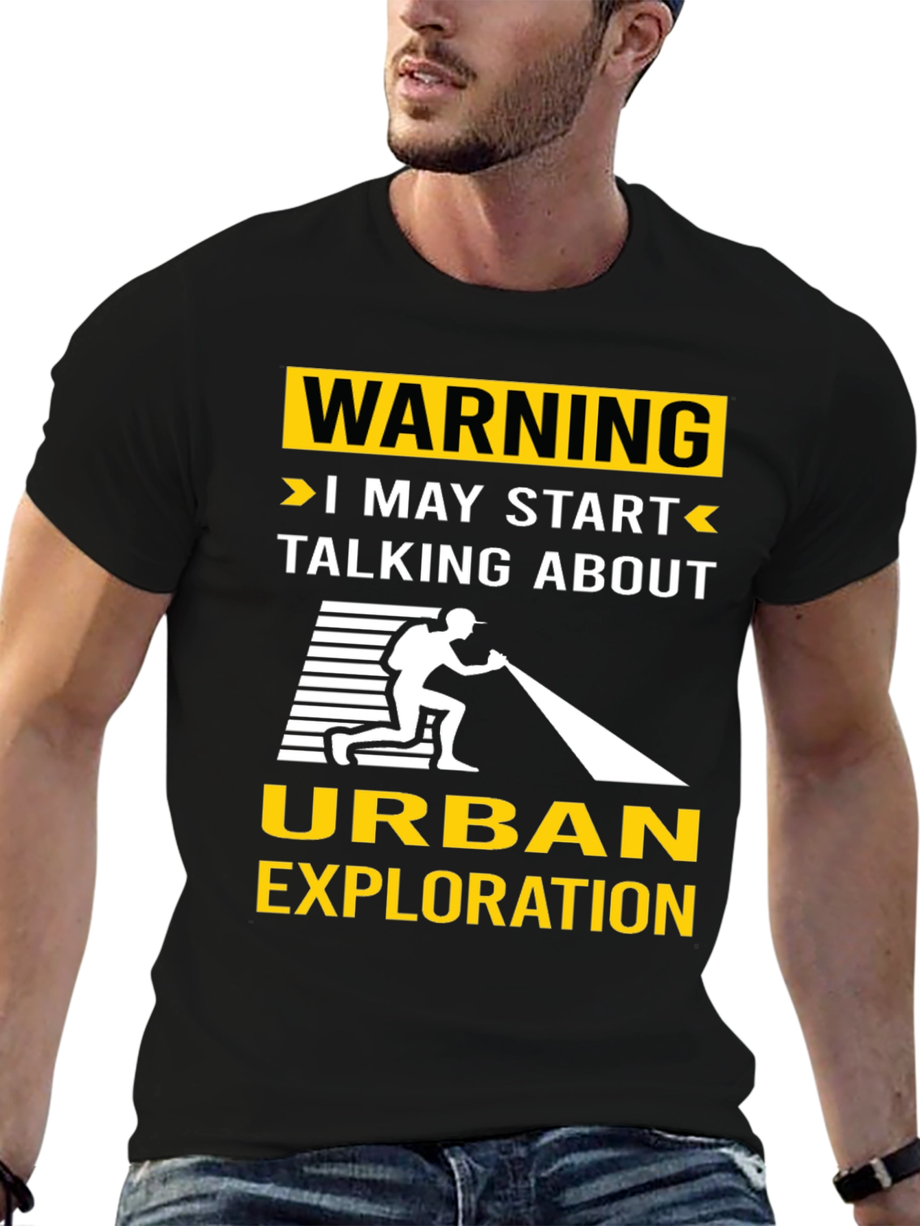 Black Urban Exploration T-Shirt: Warning I May Start Talking view 6