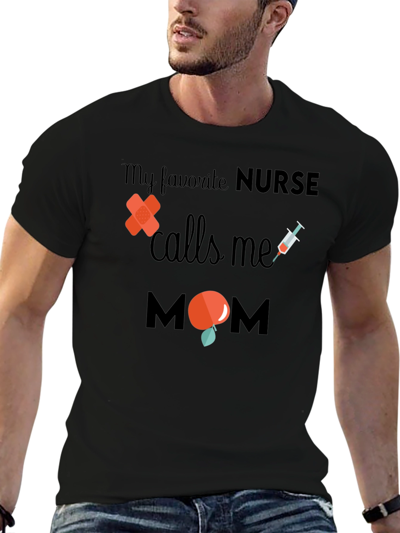 Black Nurse Mom T-Shirt - Favorite Nurse Gift view 6