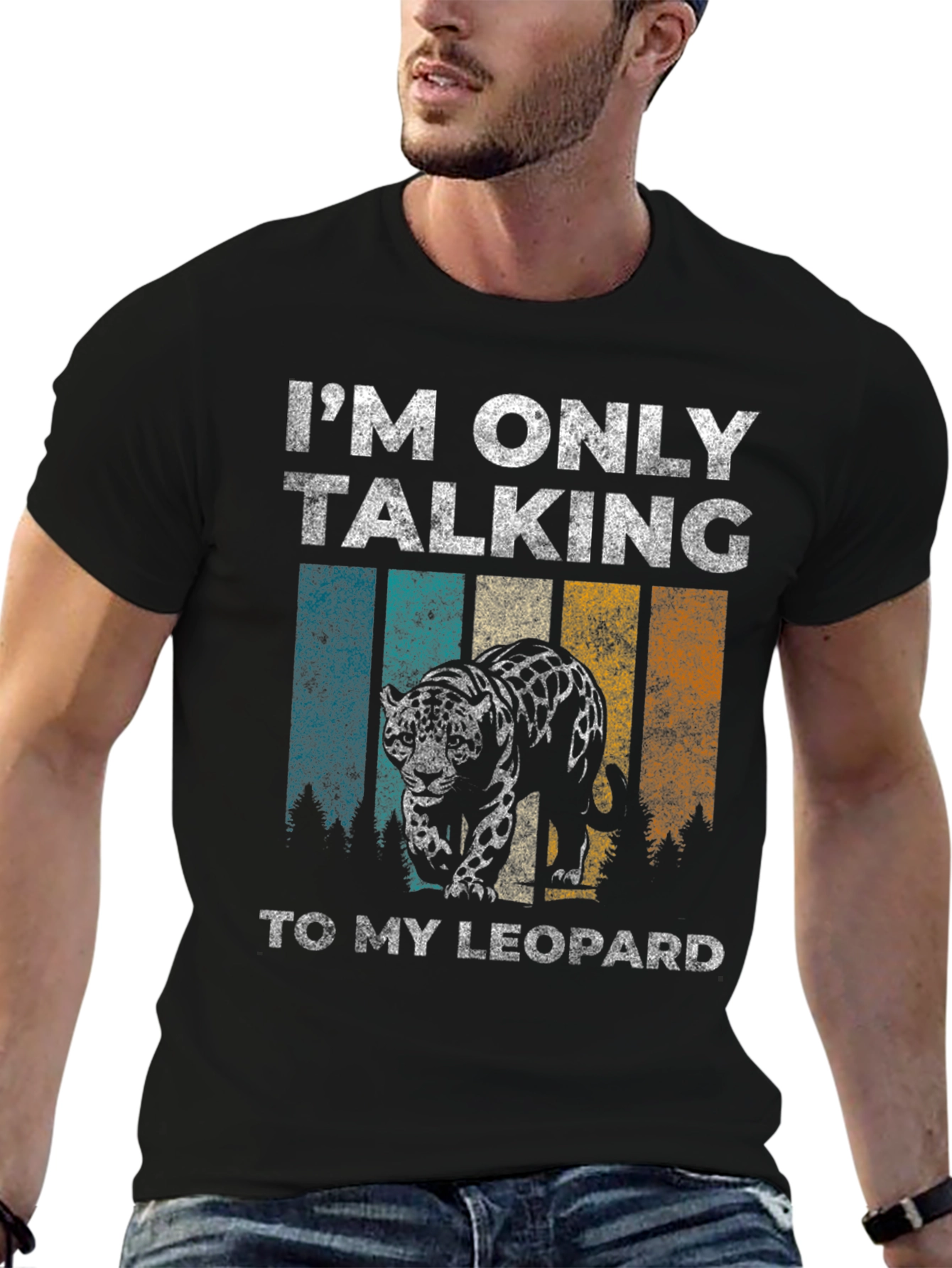 Black Leopard Graphic T-Shirt - Only Talking to My Leopard view 6