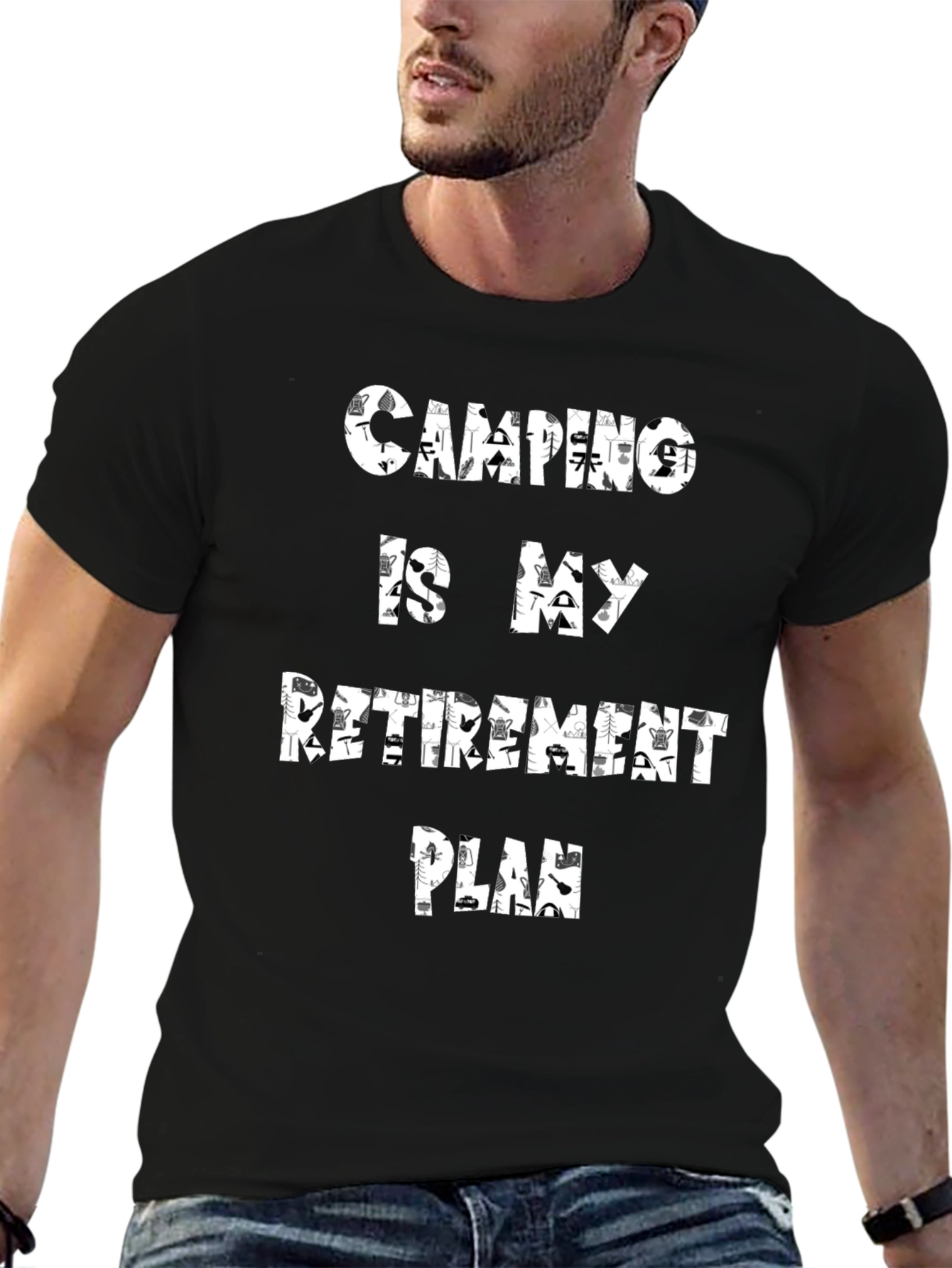 Black Camping is My Retirement Plan Black T-Shirt view 6