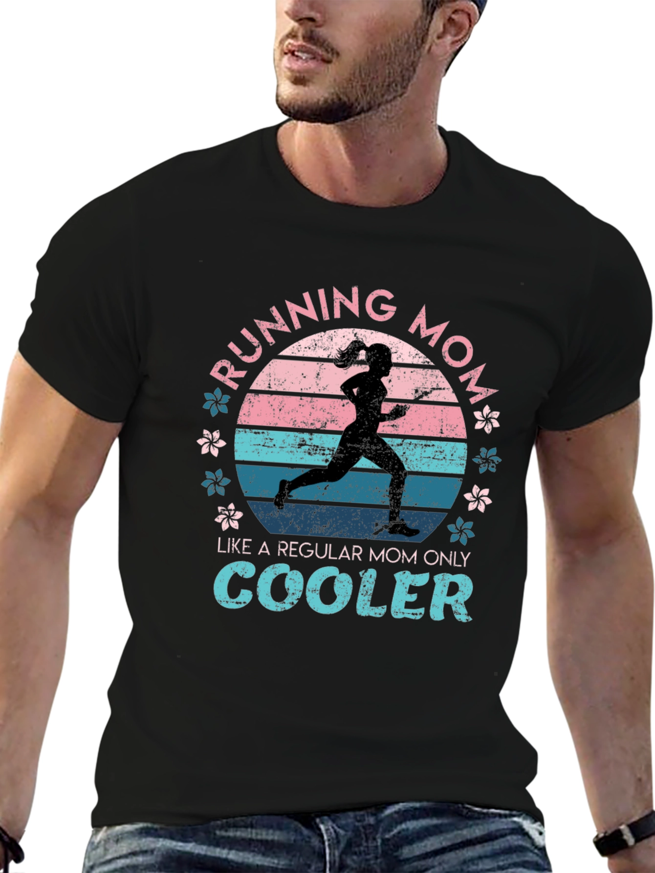 Black Running Mom T-Shirt - Like a Regular Mom Only Cooler view 6