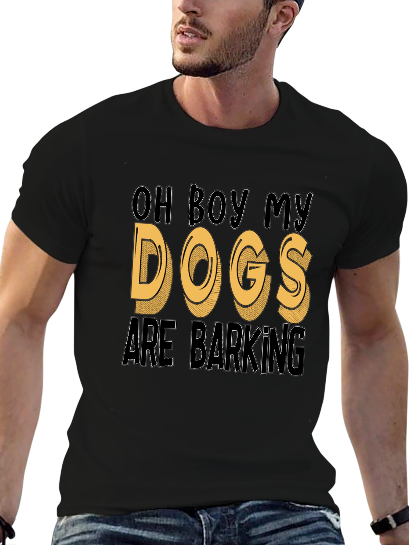 Black Oh Boy My Dogs Are Barking Funny T-Shirt view 6