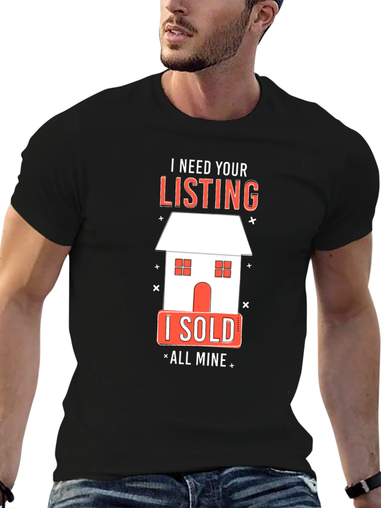 Black Realtor T-Shirt: I Need Your Listing - All Mine view 6