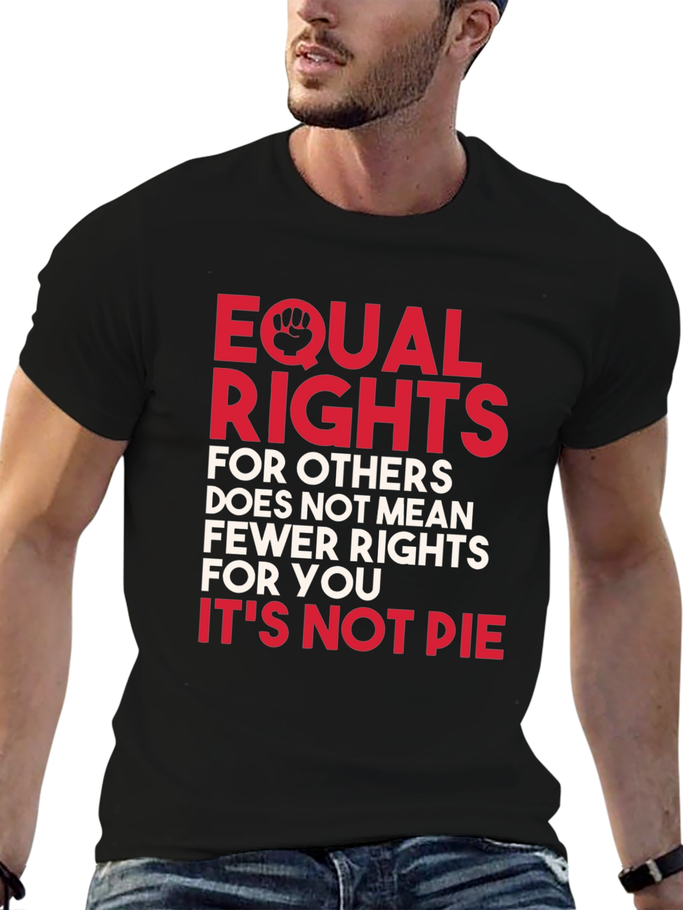 Black Equal Rights T-Shirt: It's Not Pie Graphic Tee view 6