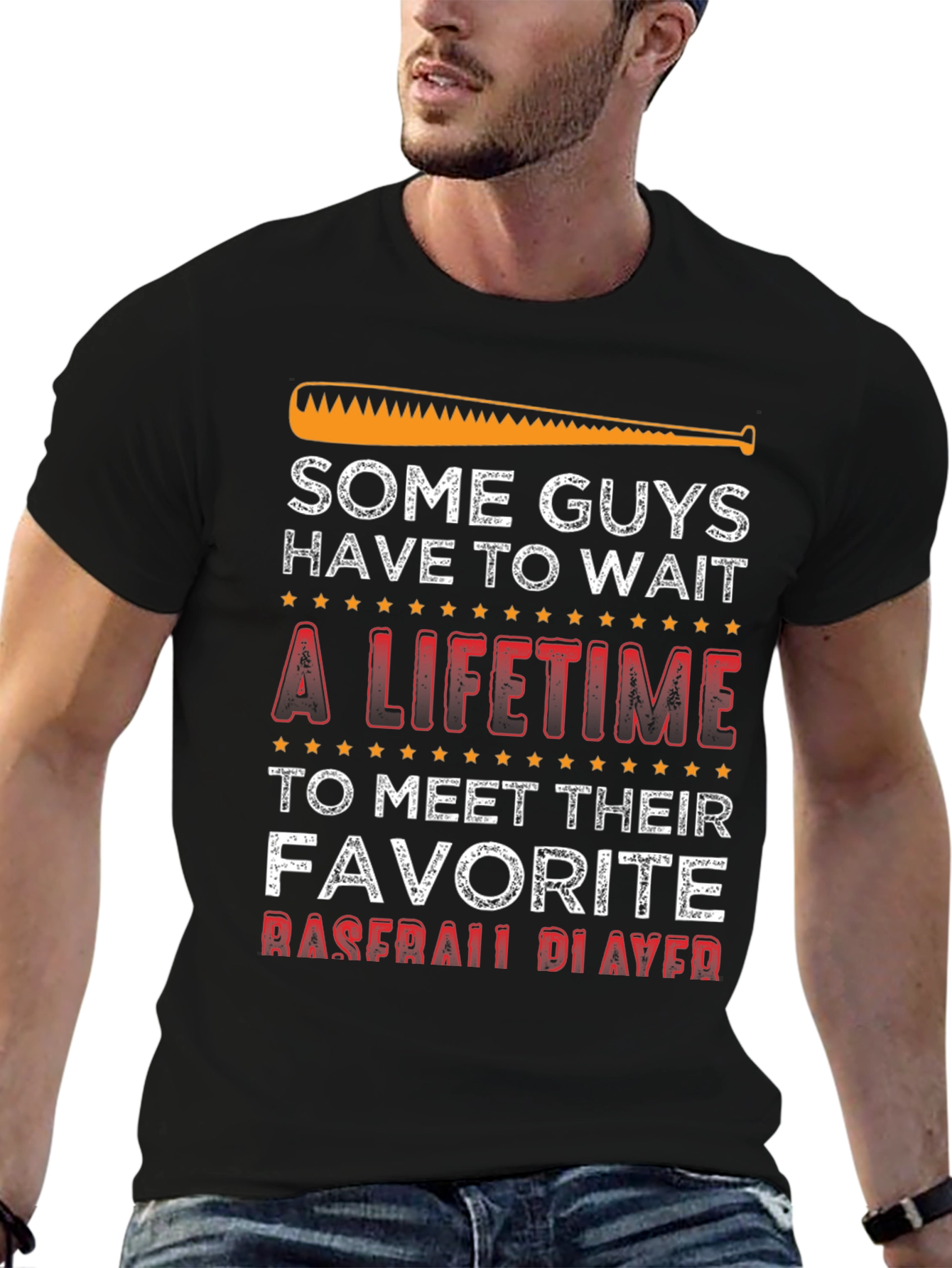 Black Baseball Fan T-Shirt - Some Guys Have to Wait view 6