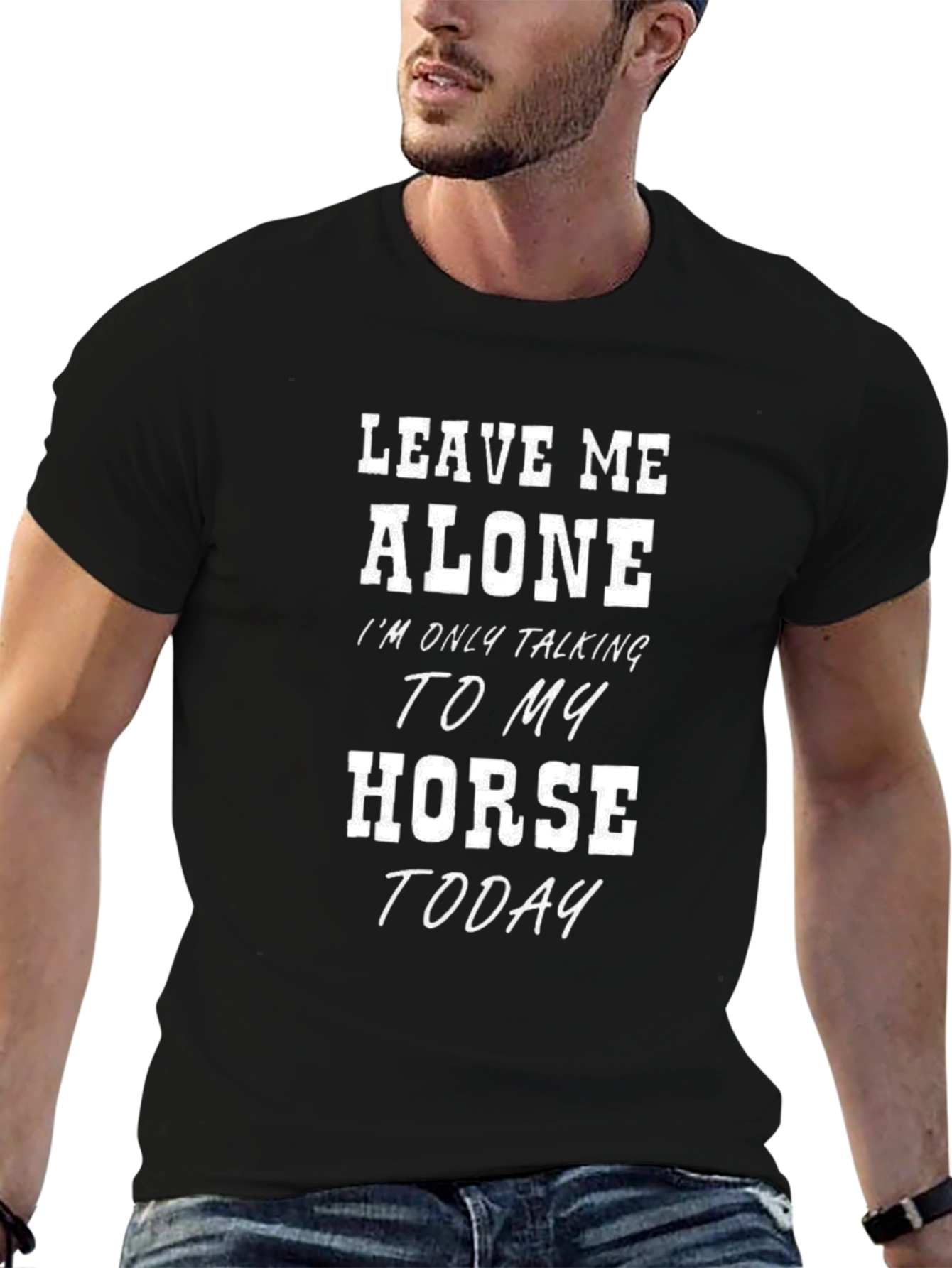 Black Leave Me Alone Horse T-Shirt view 6