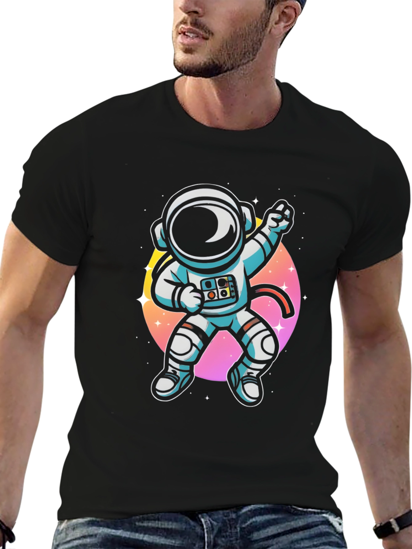 Black Astronaut Graphic Tee - Space Explorer T-Shirt view 6