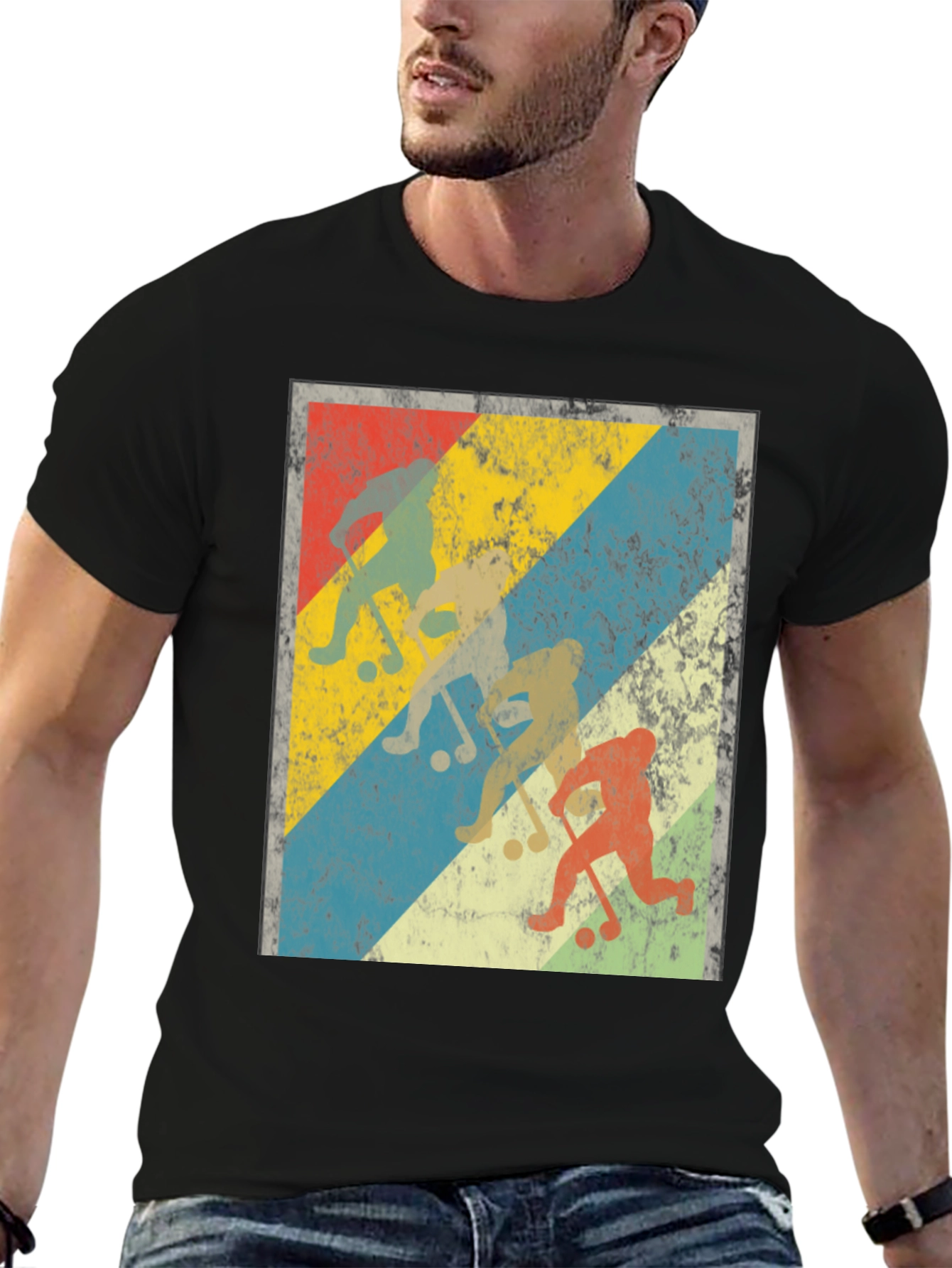 Black Vintage Bigfoot Hockey T-Shirt view 6