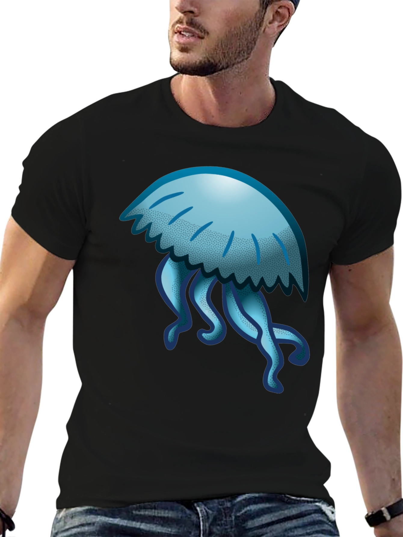 Black Jellyfish Graphic Tee - Cool Casual Style view 6