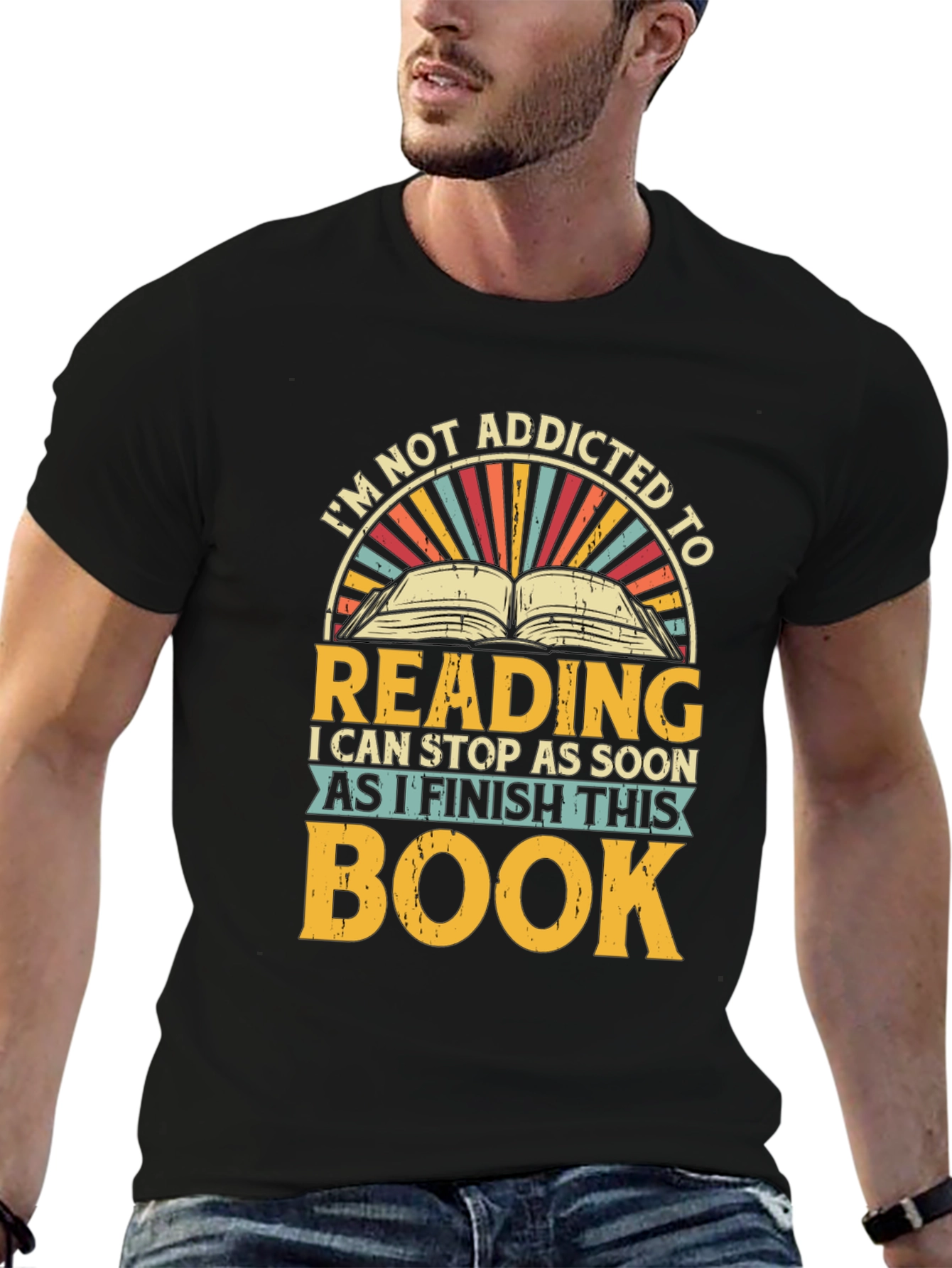 Black Addicted To Reading T-Shirt - Funny Book Lover Tee view 6