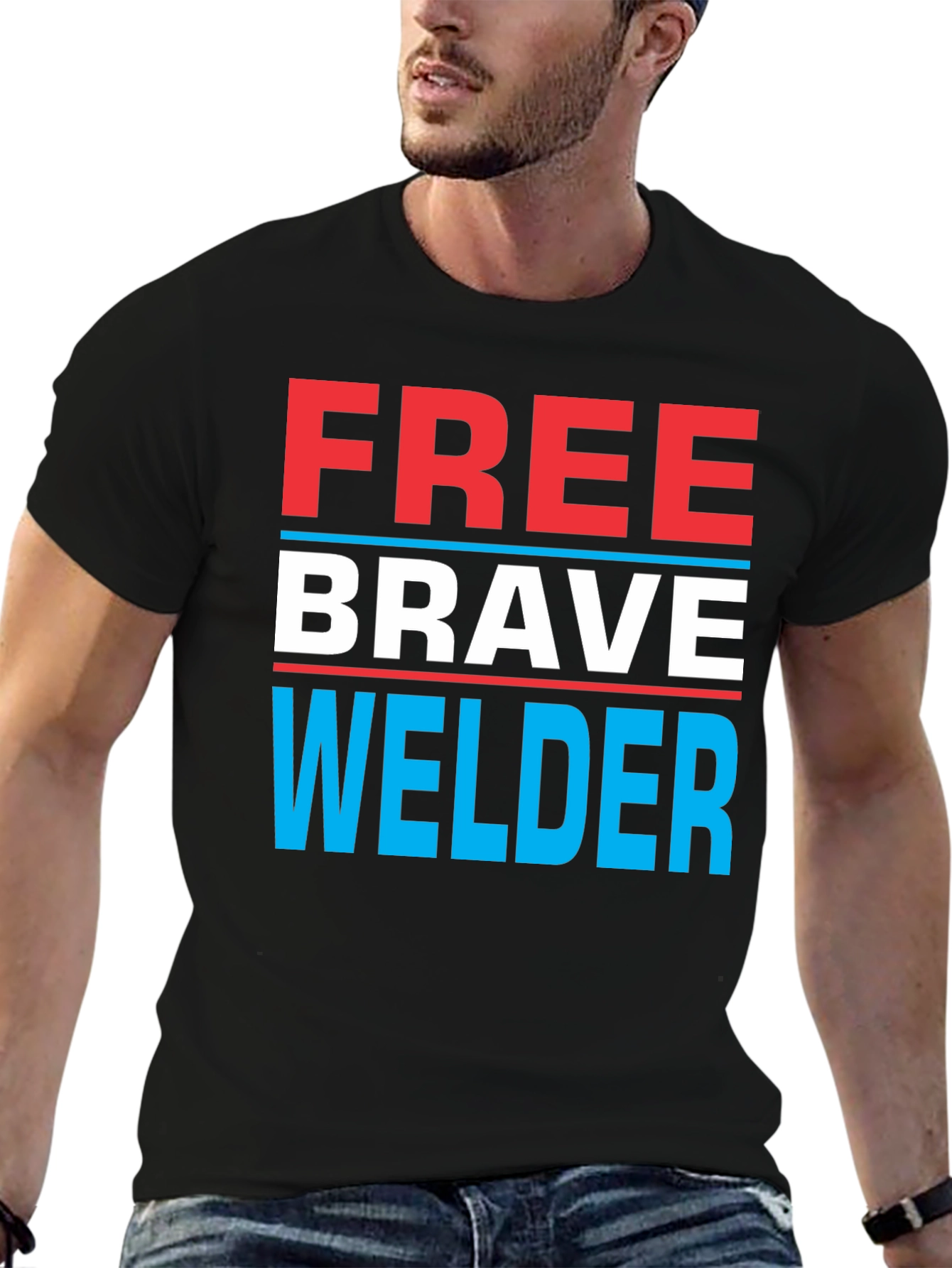 Black Free Brave Welder Graphic Tee - Black view 6