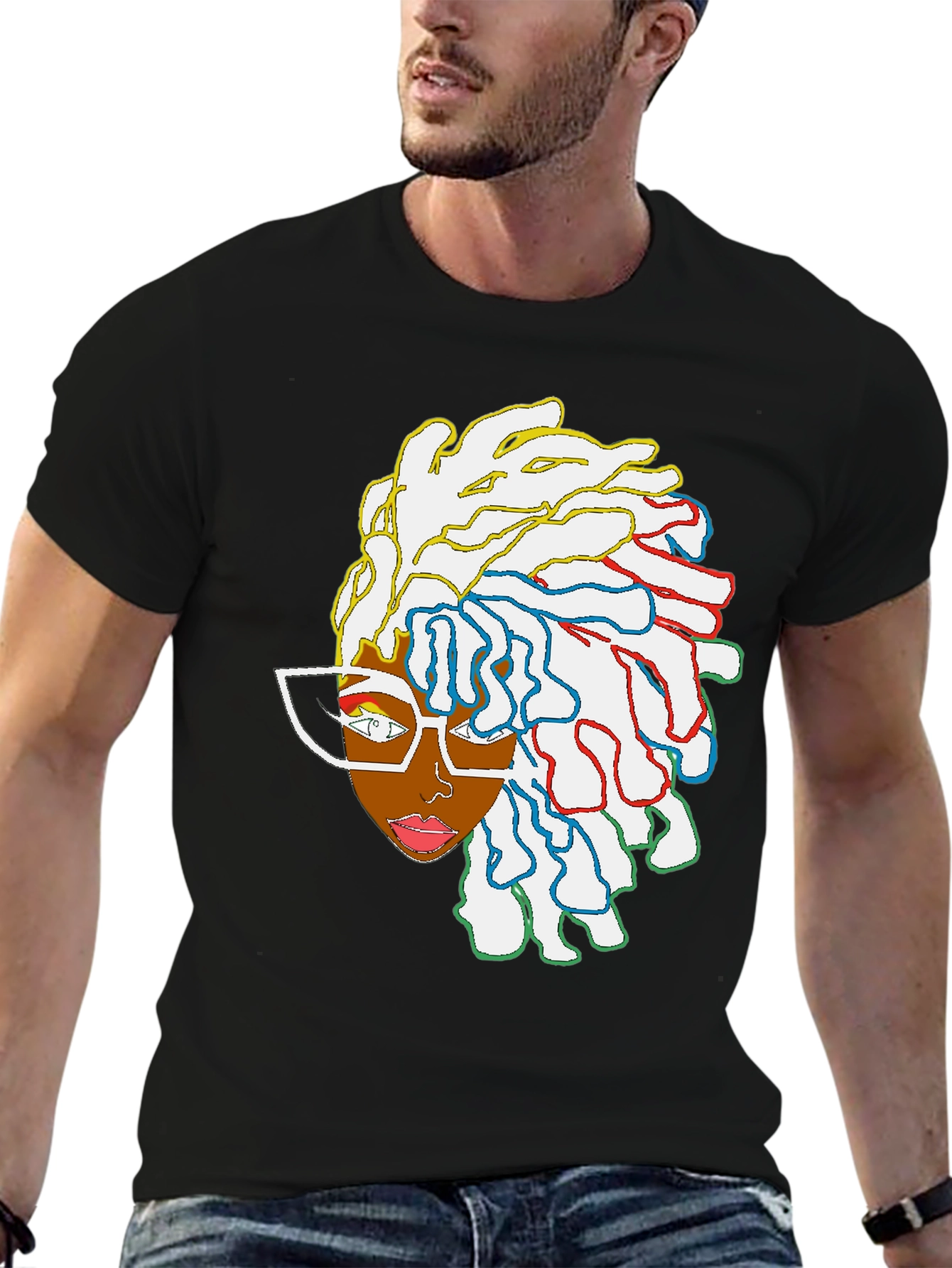 Black Cool Graphic Tee - Abstract Afro Art view 6