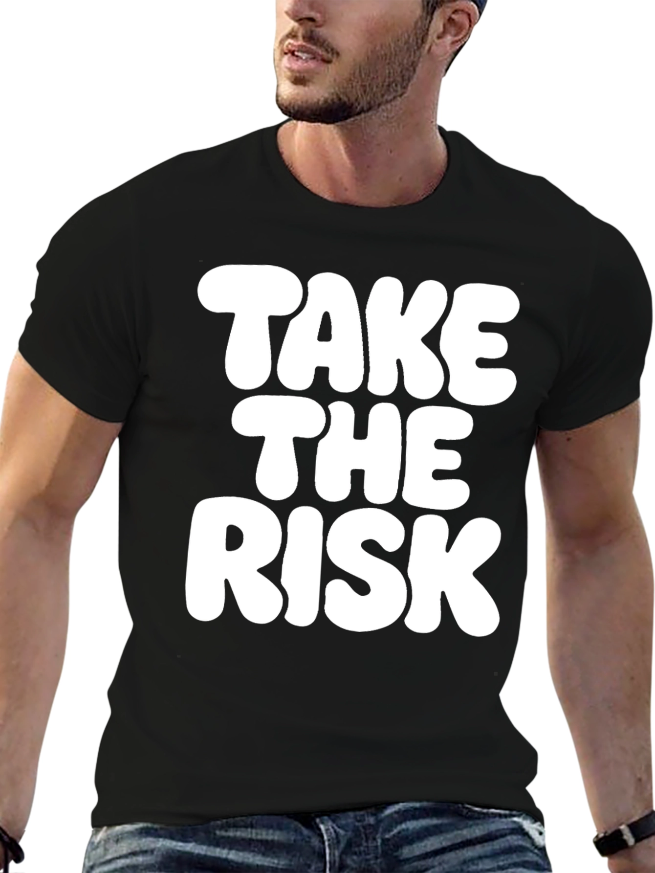 Black Take the Risk T-Shirt - Bold Graphic Tee view 6