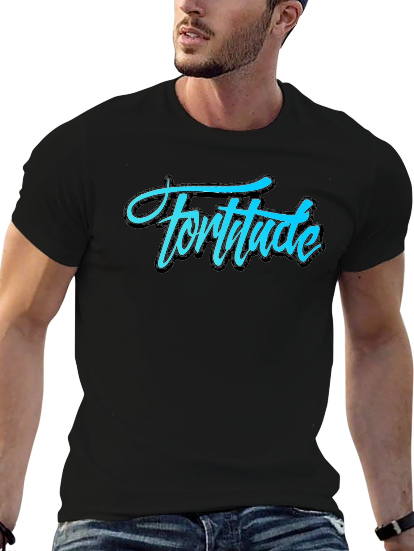 Black Fortitude Graphic Tee - Black Cotton T-Shirt view 6