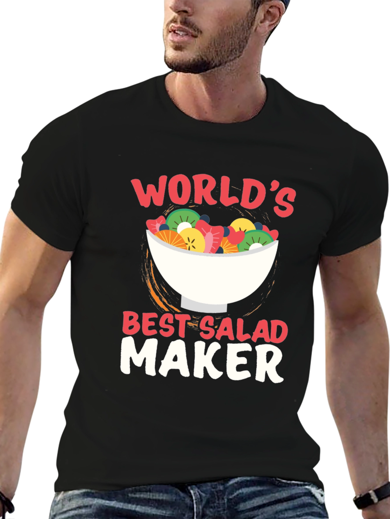 Black World's Best Salad Maker Graphic T-Shirt view 6