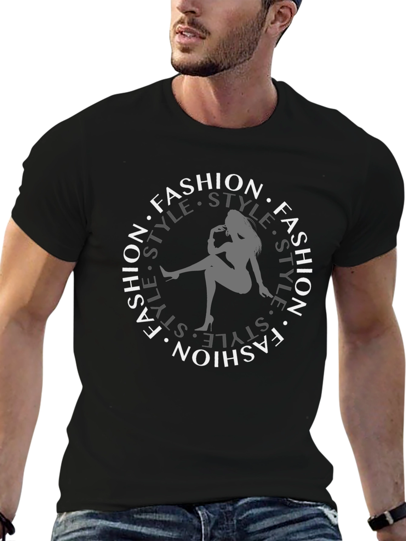 Black Fashion Style Black Tee view 6
