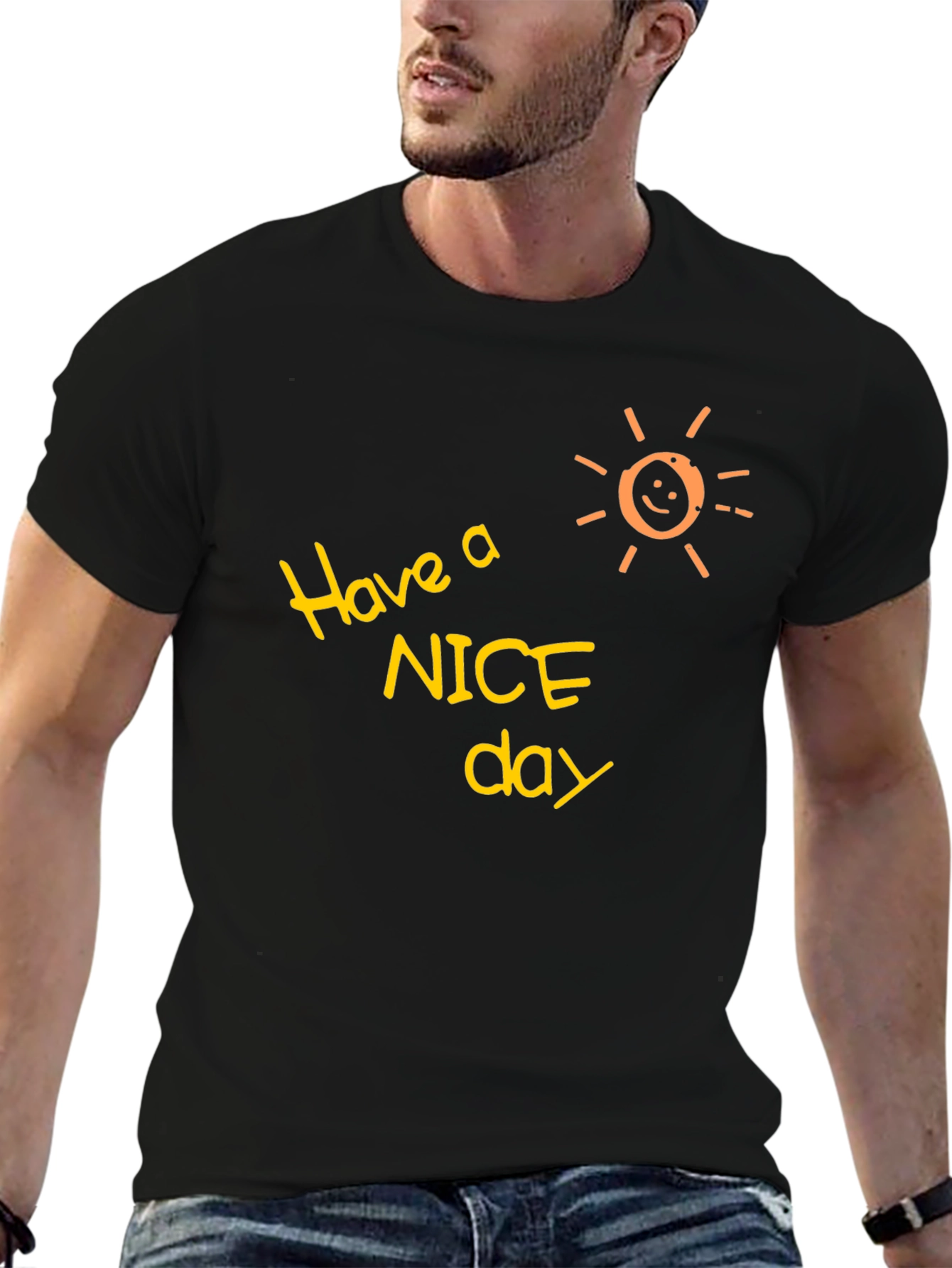 Black Have a Nice Day Black T-Shirt view 6