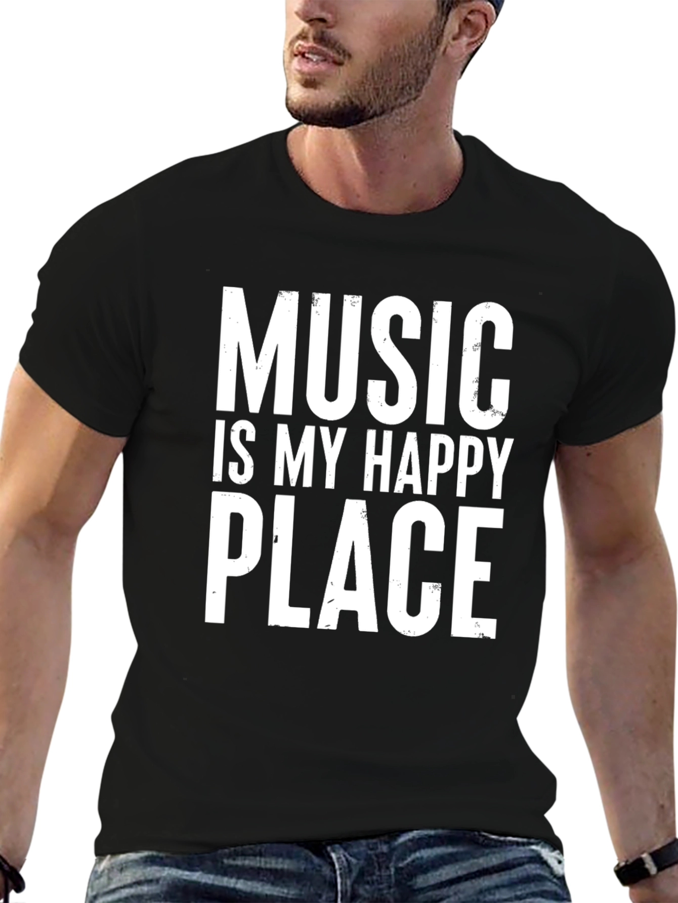Black Music Is My Happy Place Black Graphic T-Shirt view 6