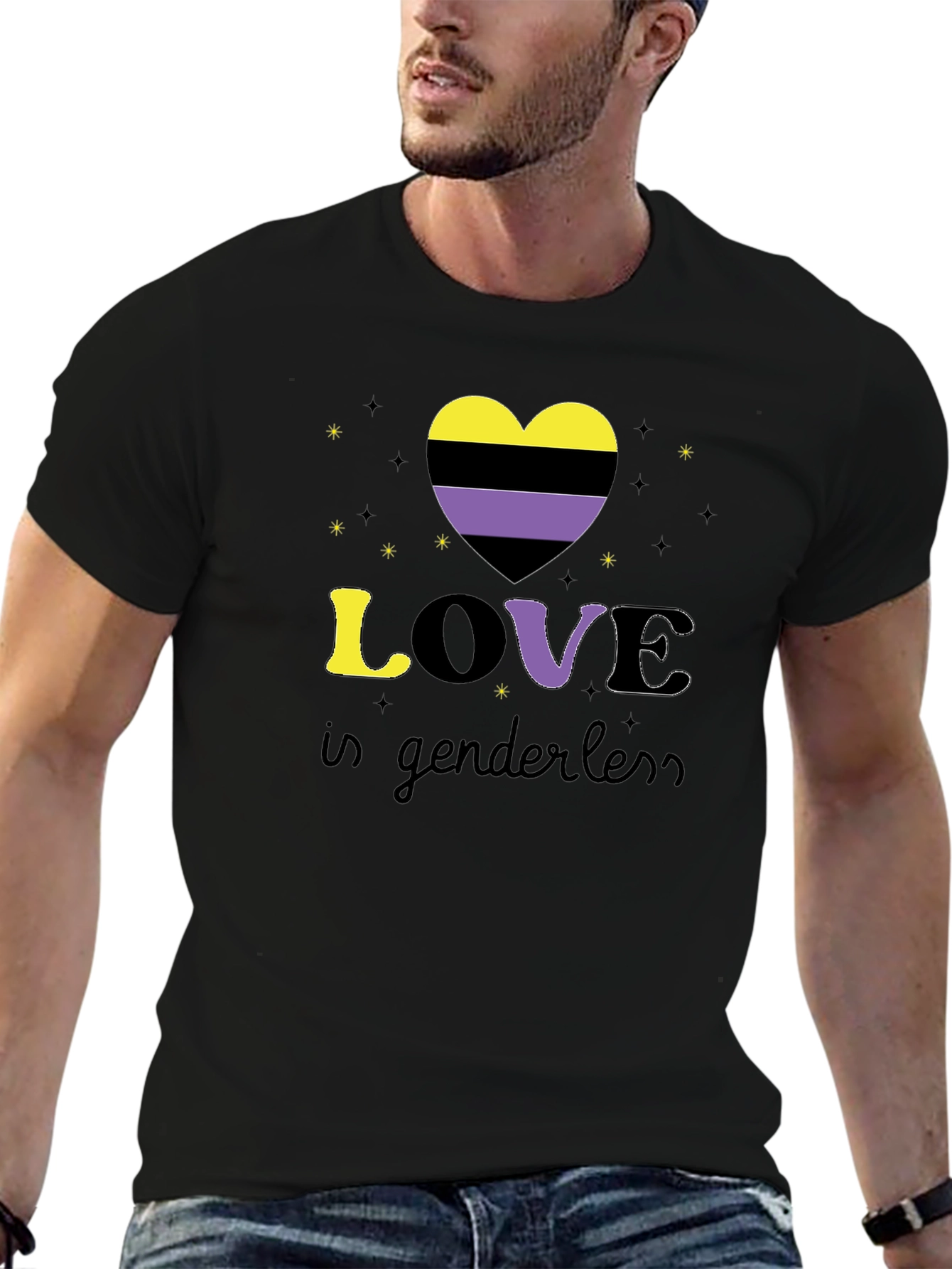 Non-Binary Pride Love is Genderless Graphic T-Shirt - 6