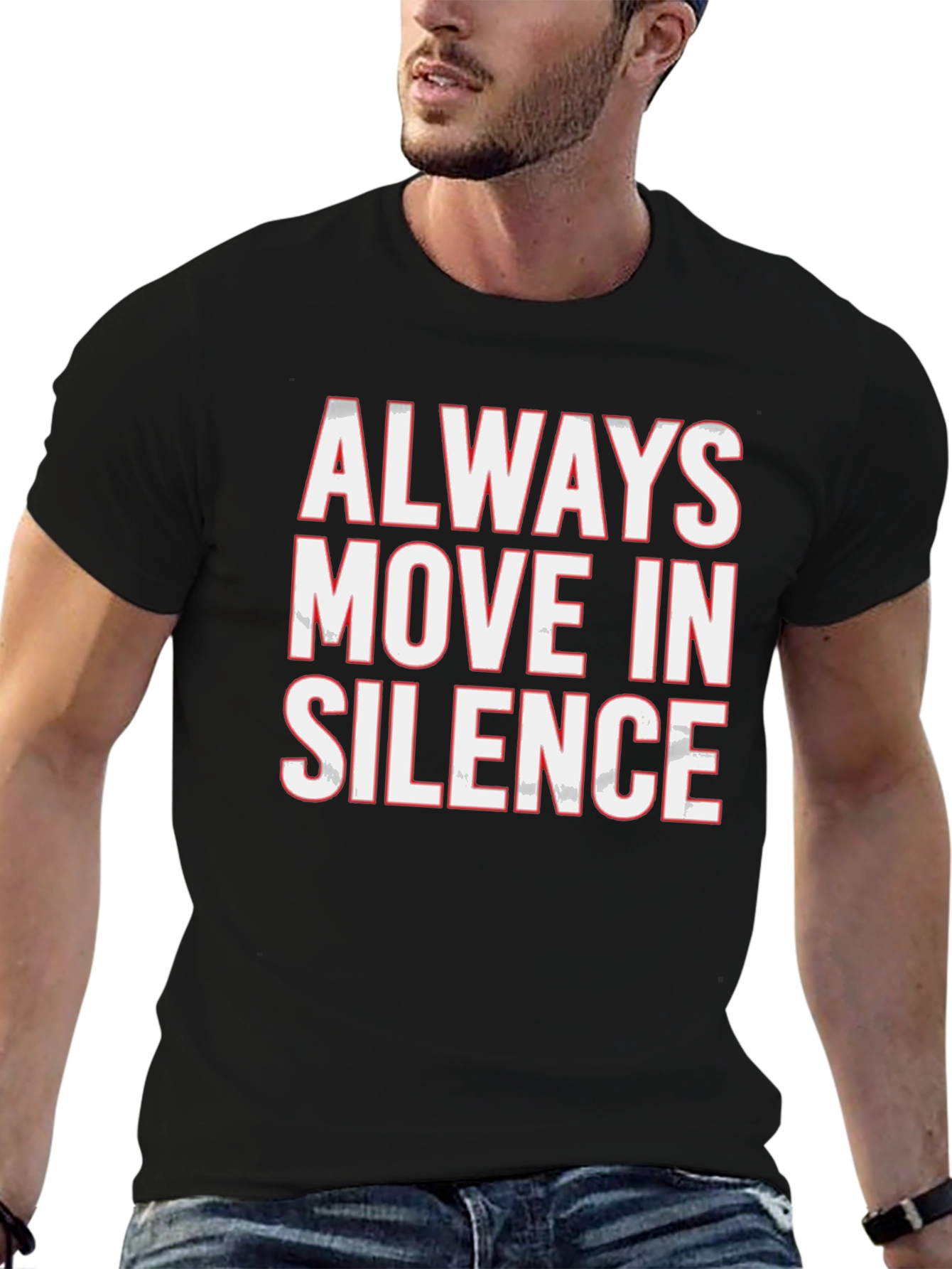 Black Always Move in Silence Graphic Tee view 6