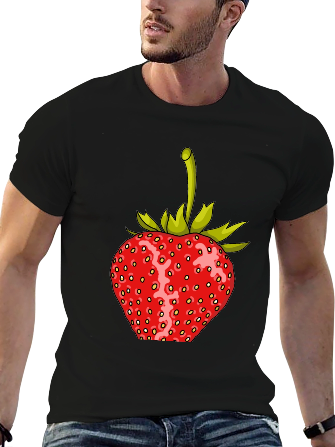 Black Strawberry Graphic Print T-Shirt view 6