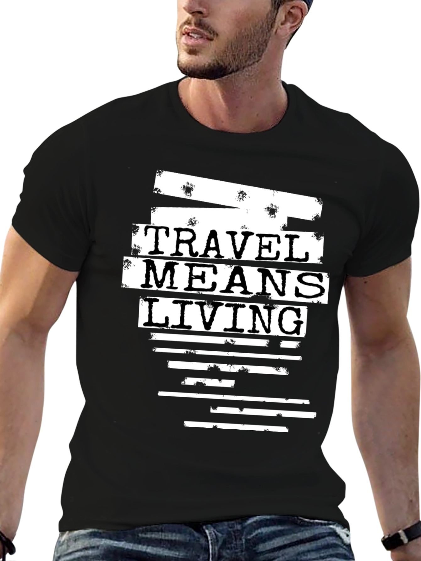 Black Travel Means Living Graphic T-Shirt view 6