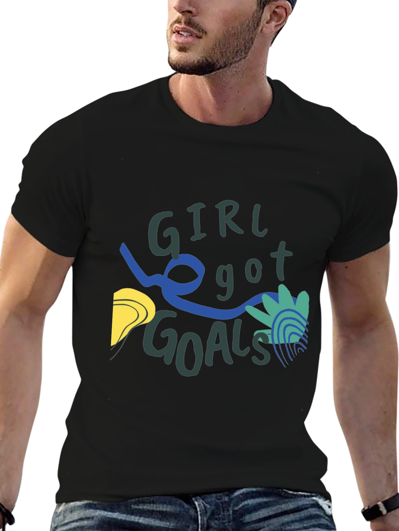 Black Girl Got Goals Graphic Tee - Black Casual T-Shirt view 6