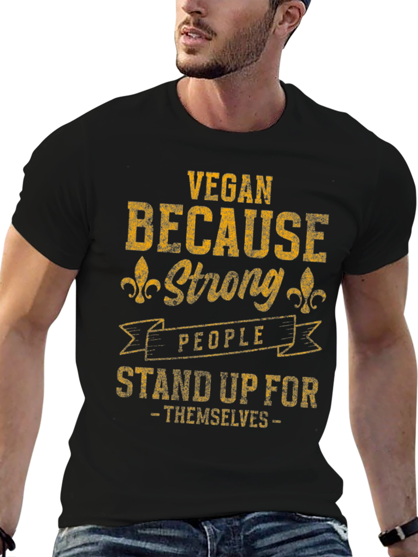 Black Vegan Strong People T-Shirt view 6