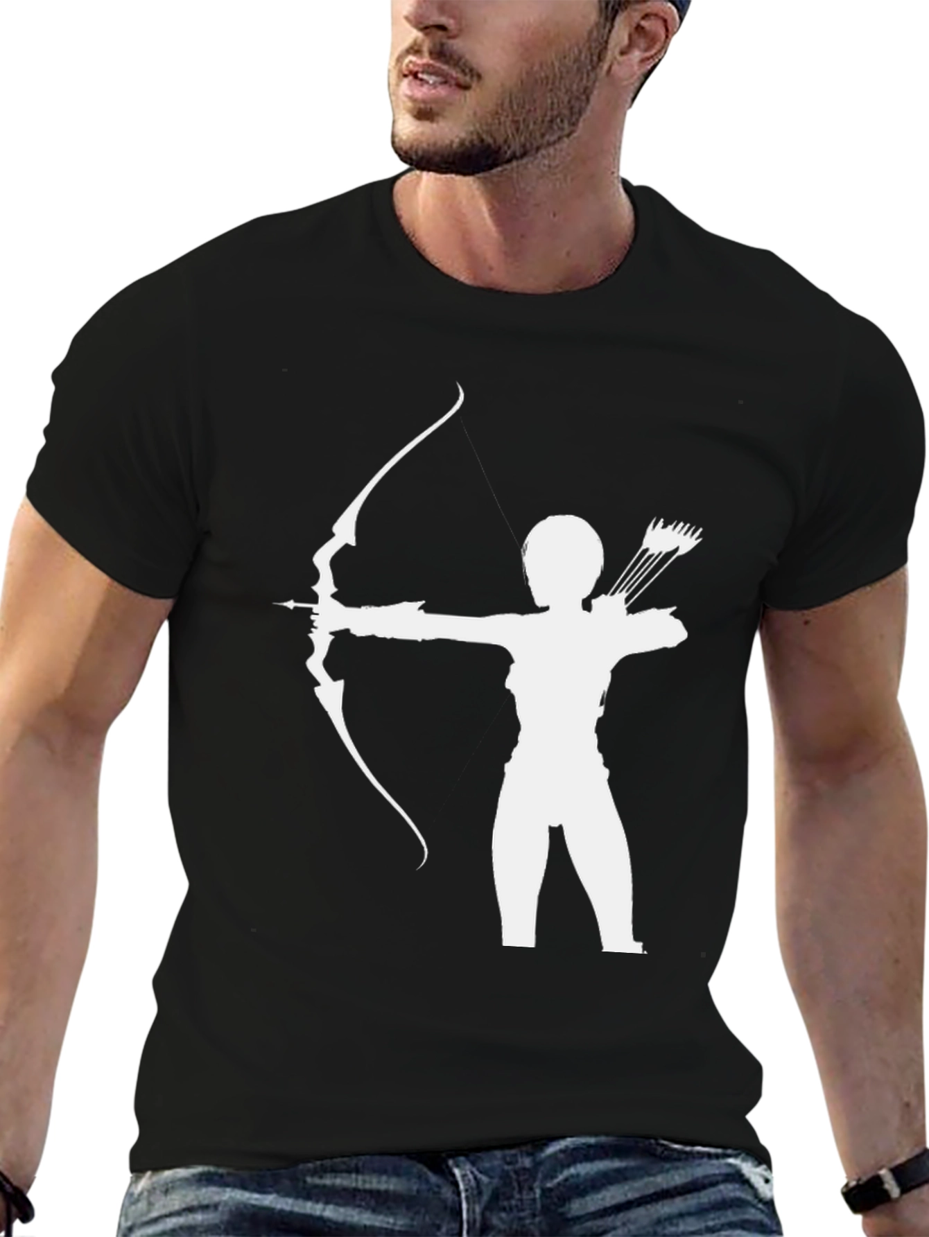 Black Archer Silhouette T-Shirt - Black Graphic Tee view 6
