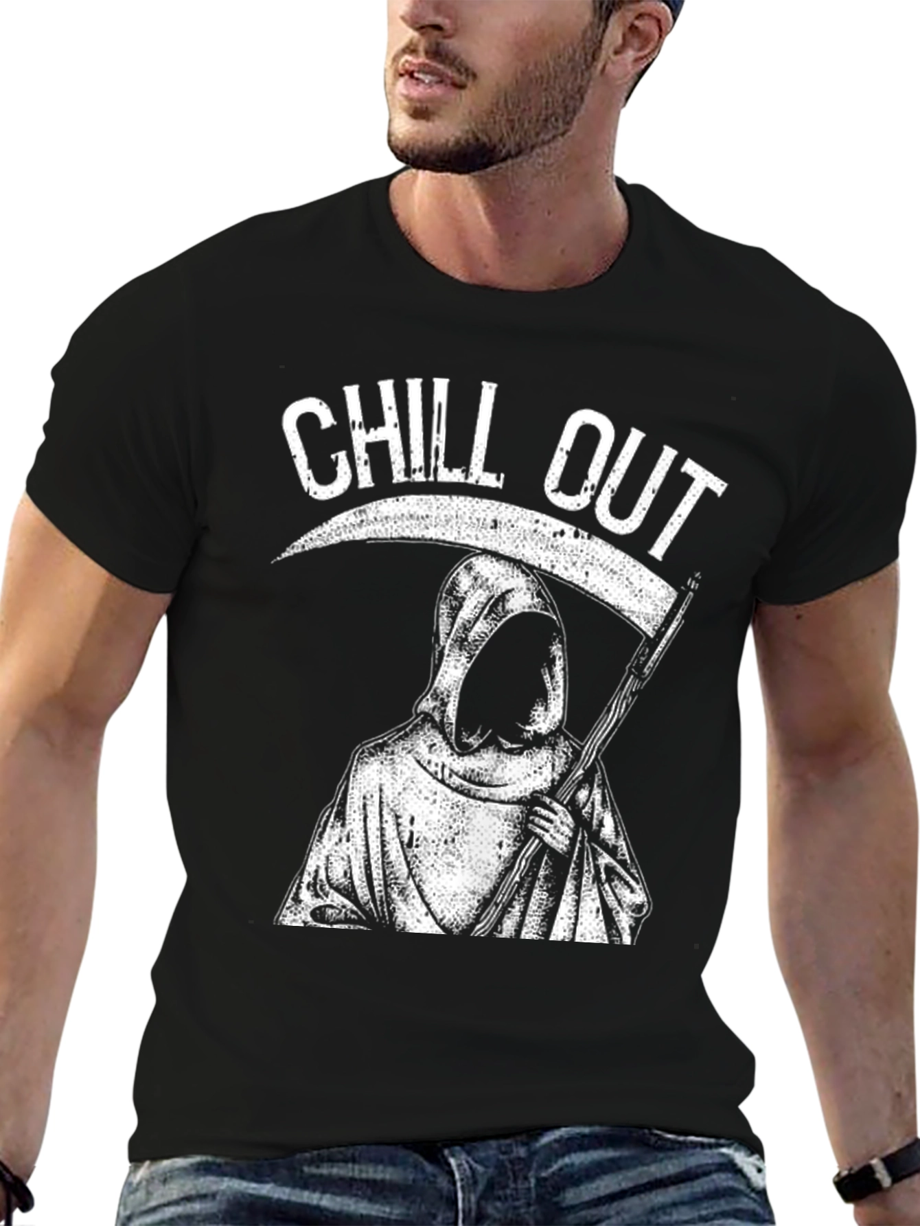 Black Chill Out Grim Reaper T-Shirt - Black view 6