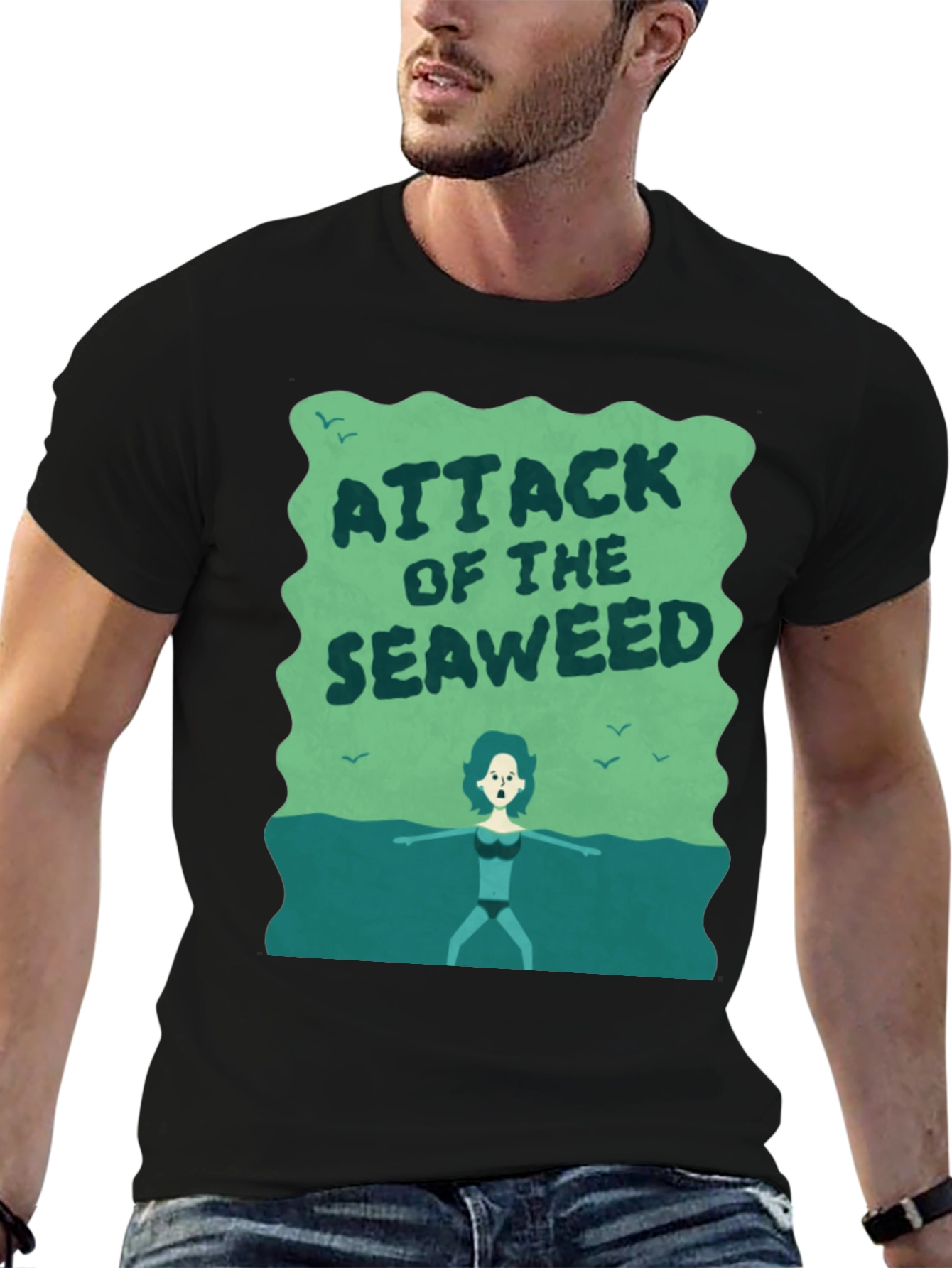 Black Attack of the Seaweed Graphic T-Shirt view 6