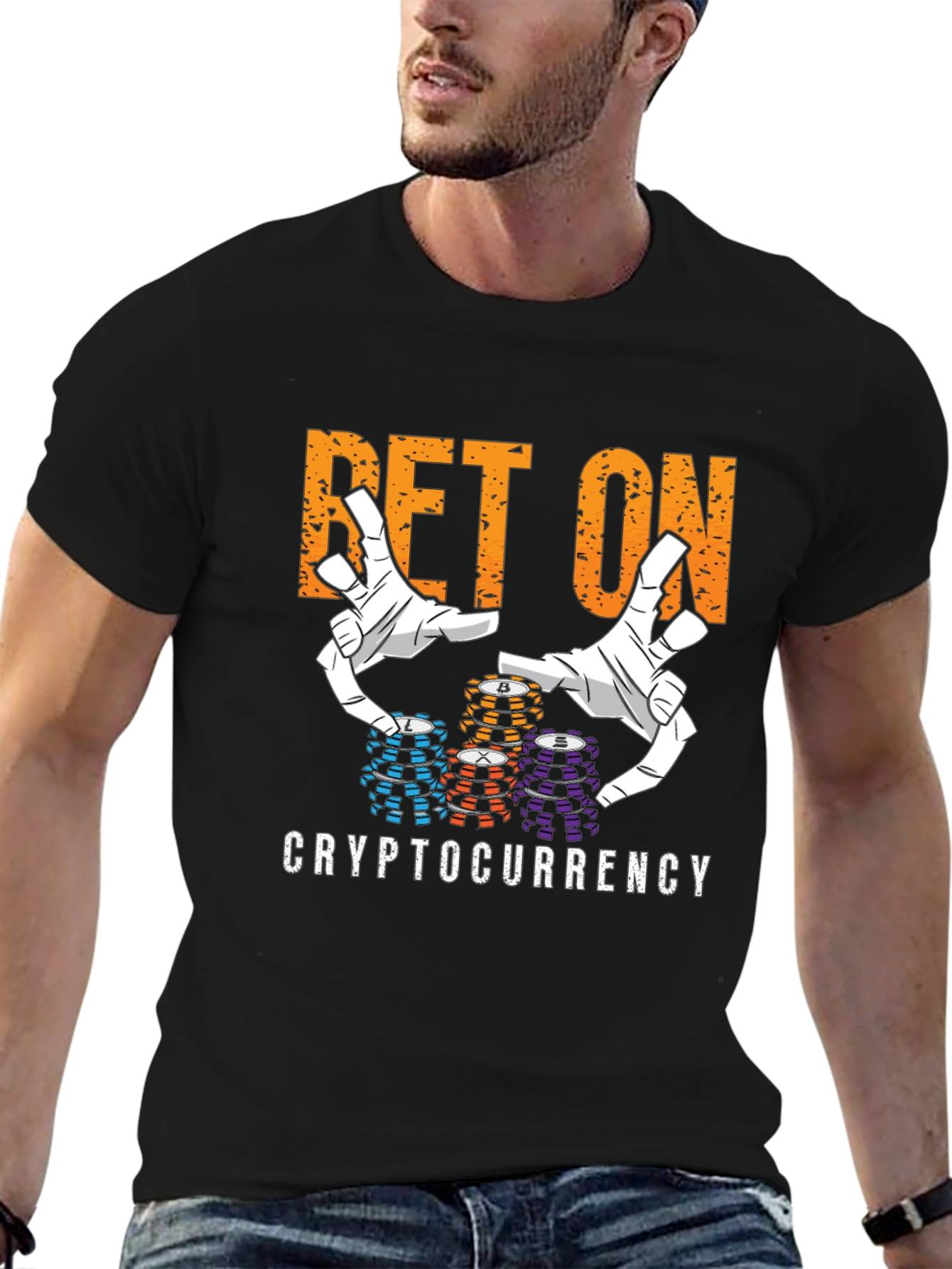 Black Bet On Cryptocurrency T-Shirt view 6