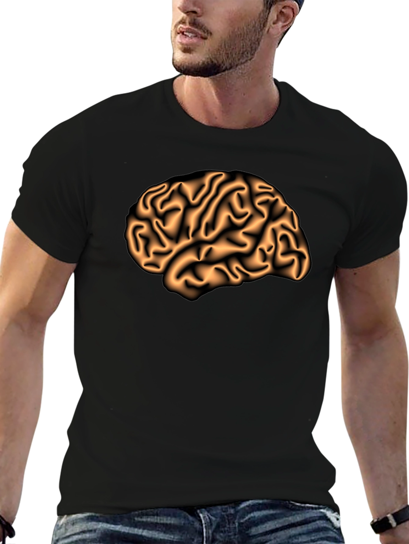 Black Brain Graphic Print Black T-Shirt view 6