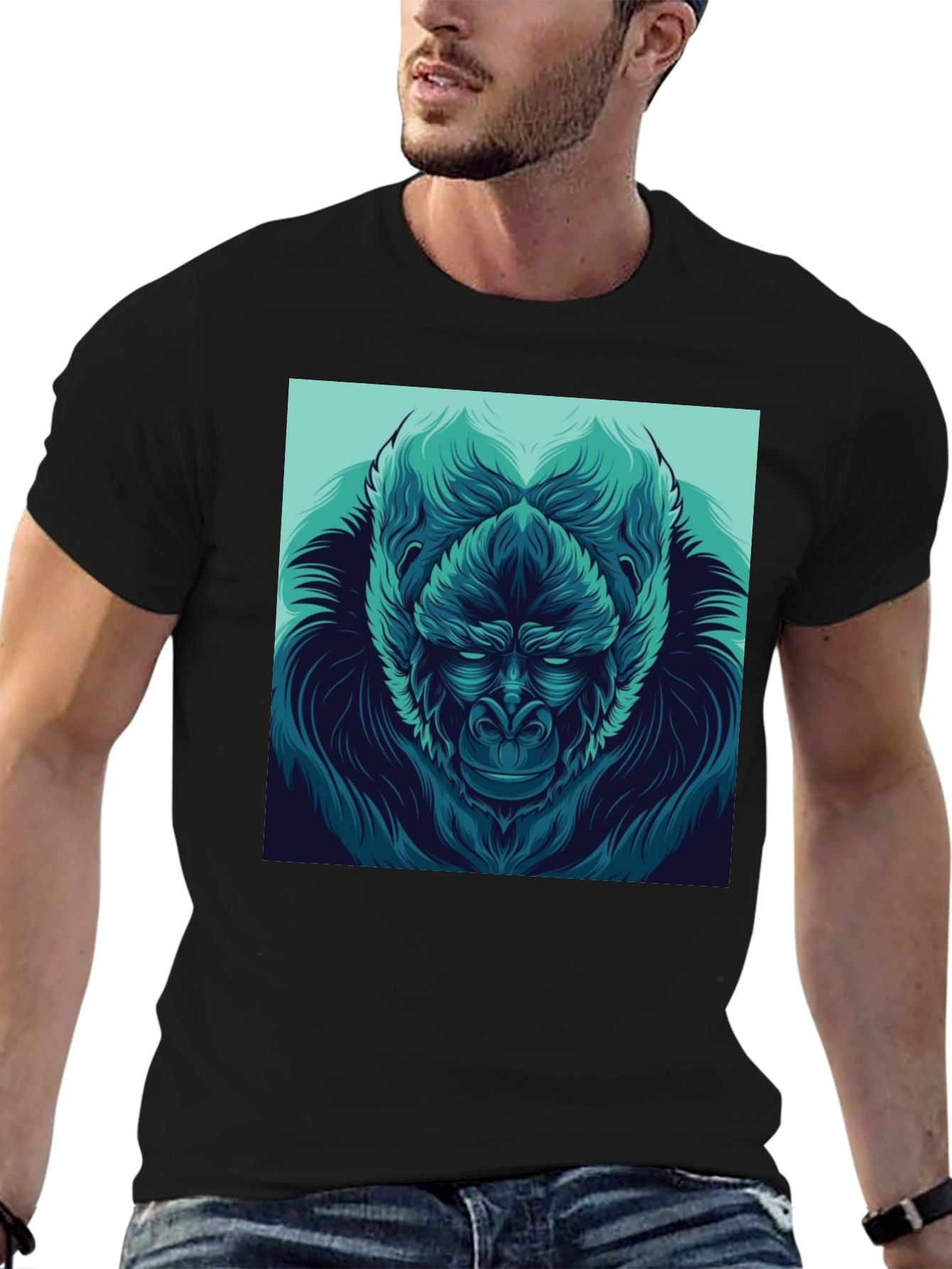 Black Gorilla Graphic Print Black T-Shirt view 6