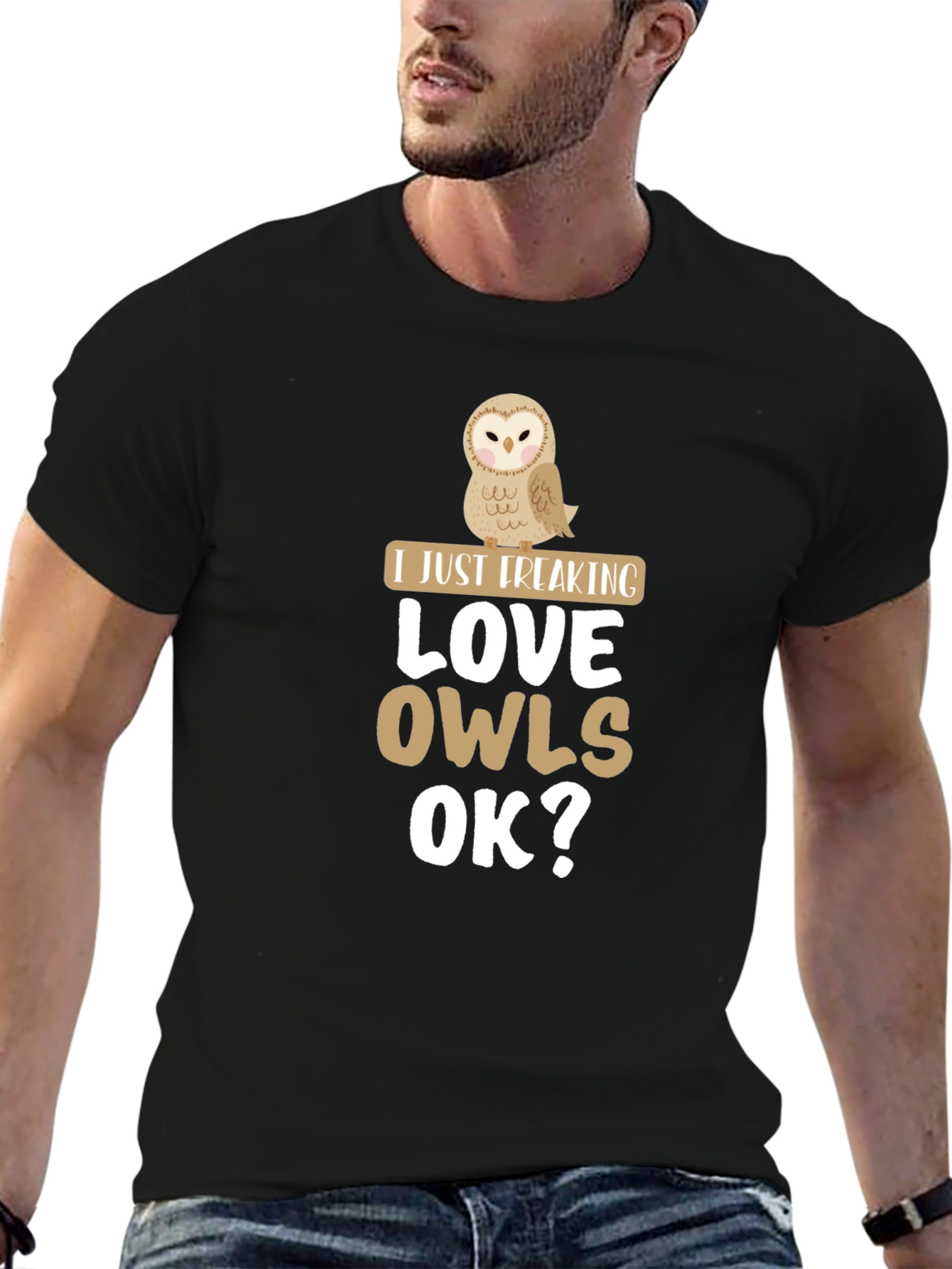 Black I Just Freaking Love Owls Graphic Tee view 6