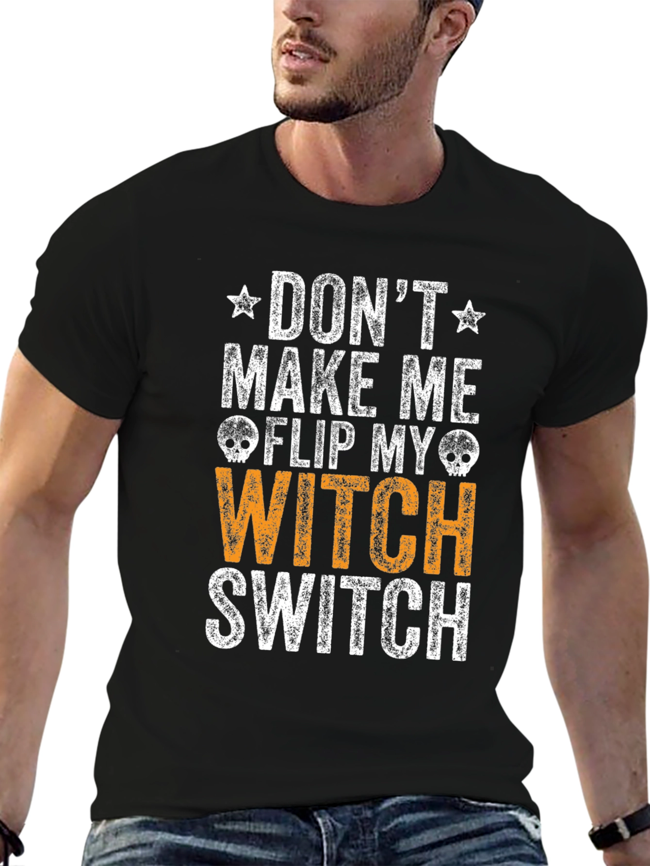 Black Don't Make Me Flip My Witch Switch T-Shirt view 6