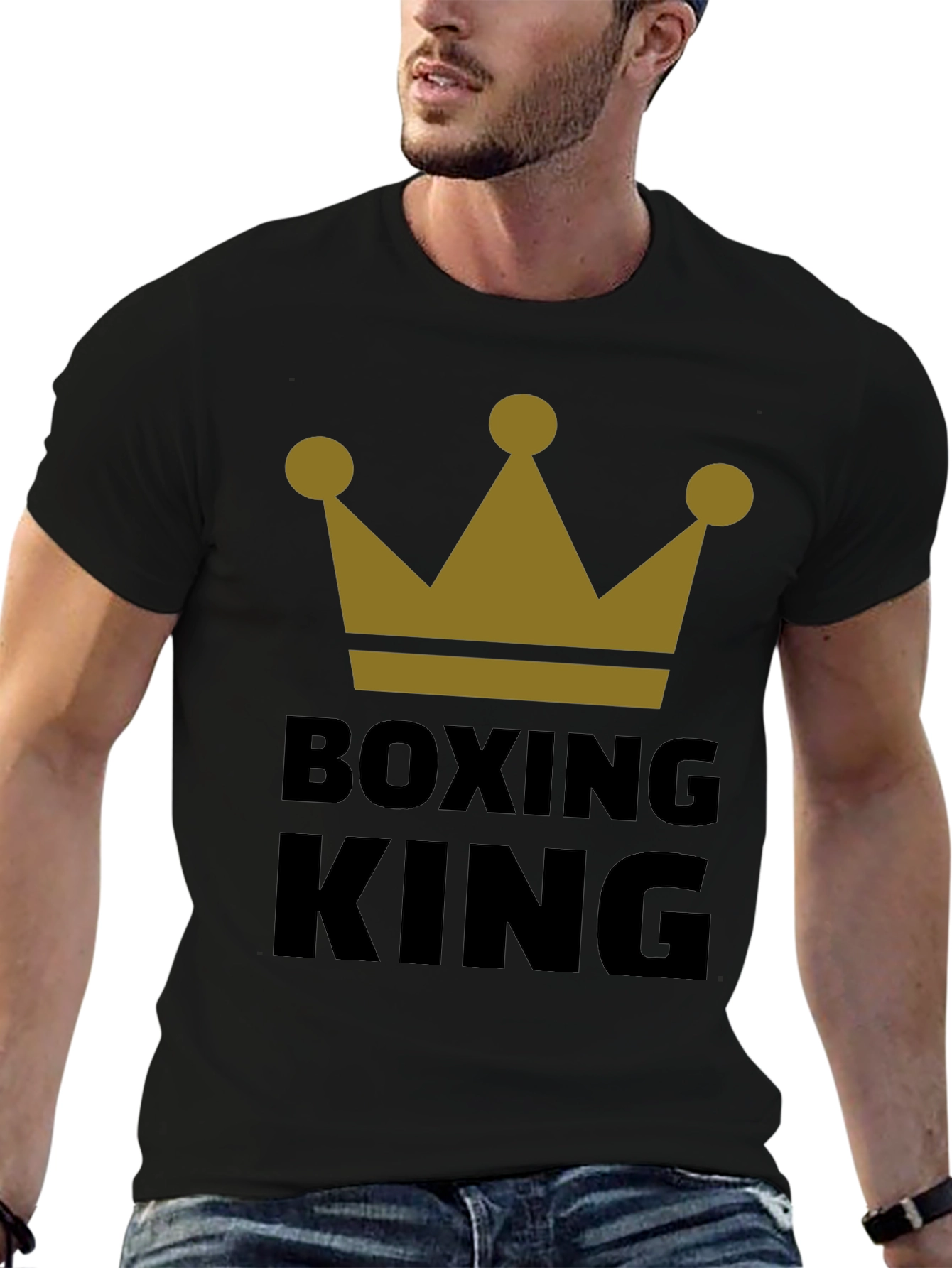 Black Boxing King Crown Graphic Tee - Black view 6