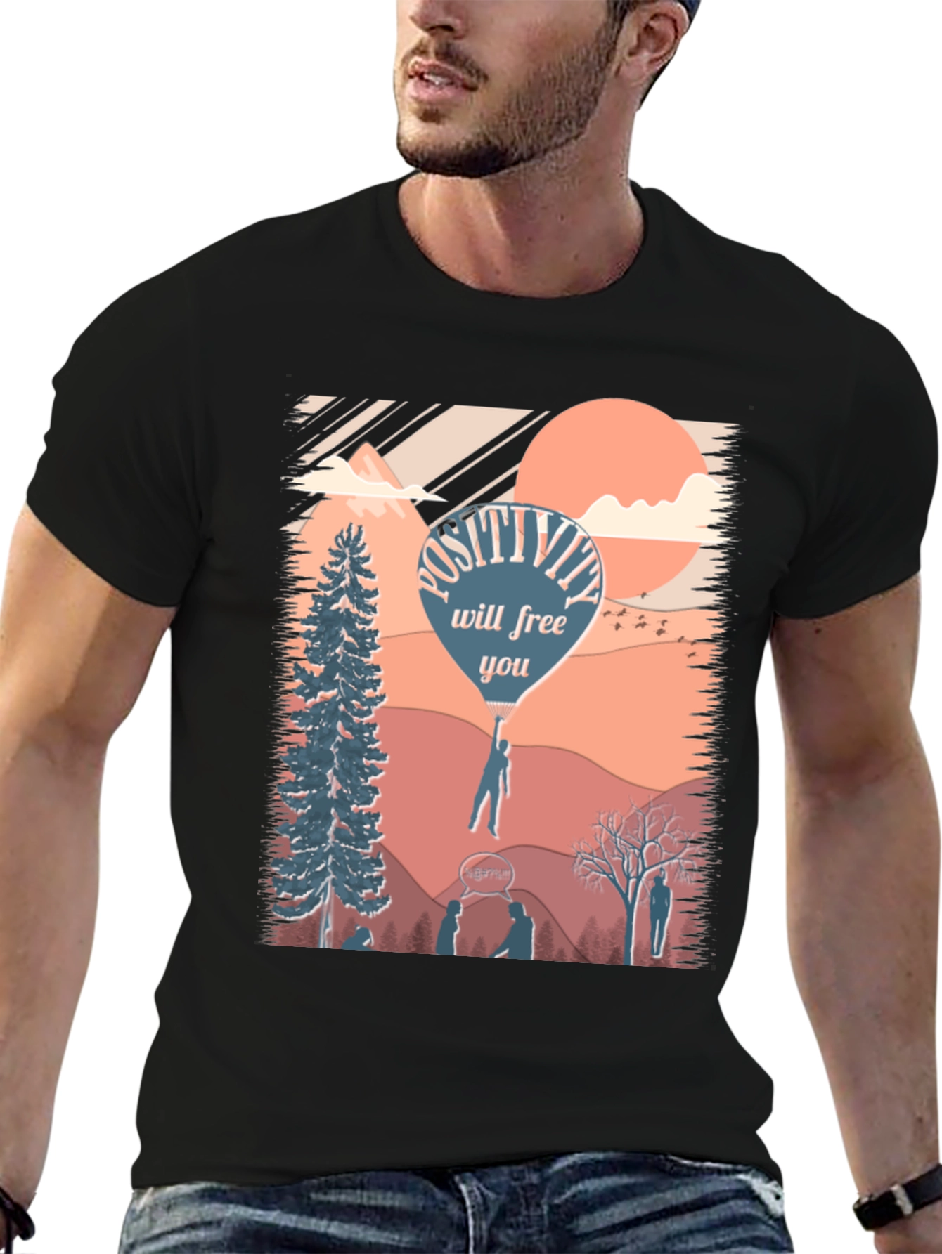 Black Positivity T-Shirt - Inspirational Design view 6