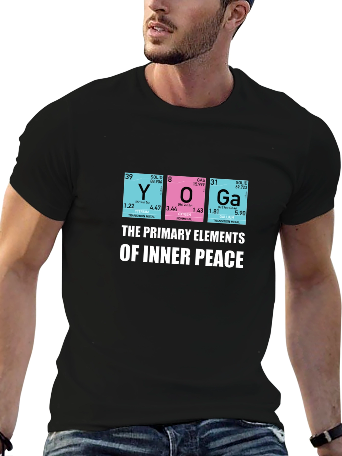 Black Yoga Elements T-Shirt: Inner Peace Design view 6