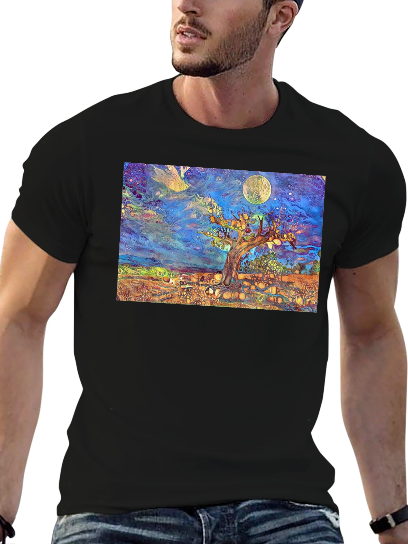 Black Psychedelic Tree of Life Graphic Tee view 6