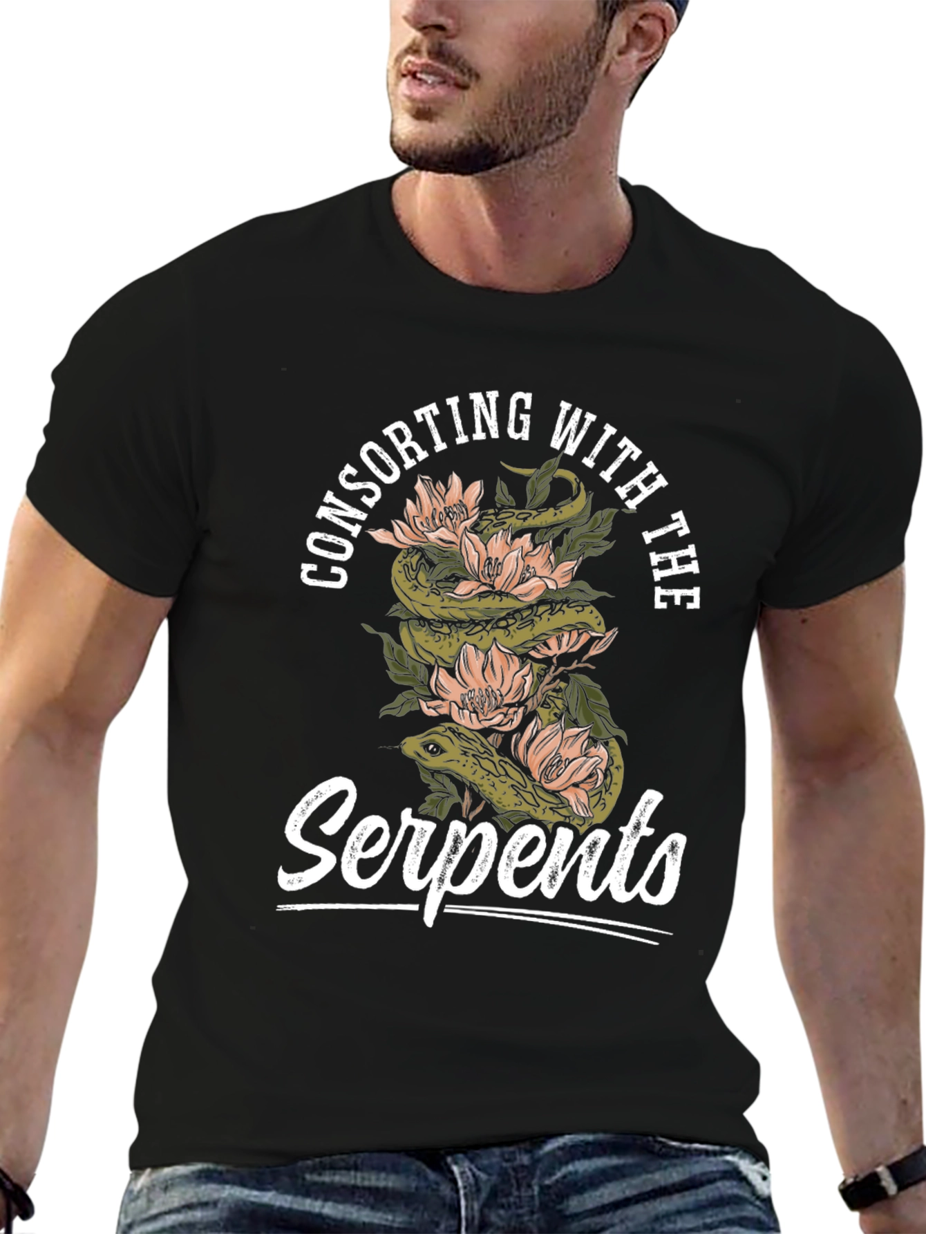 Black Consorting with Serpents Graphic Tee view 6