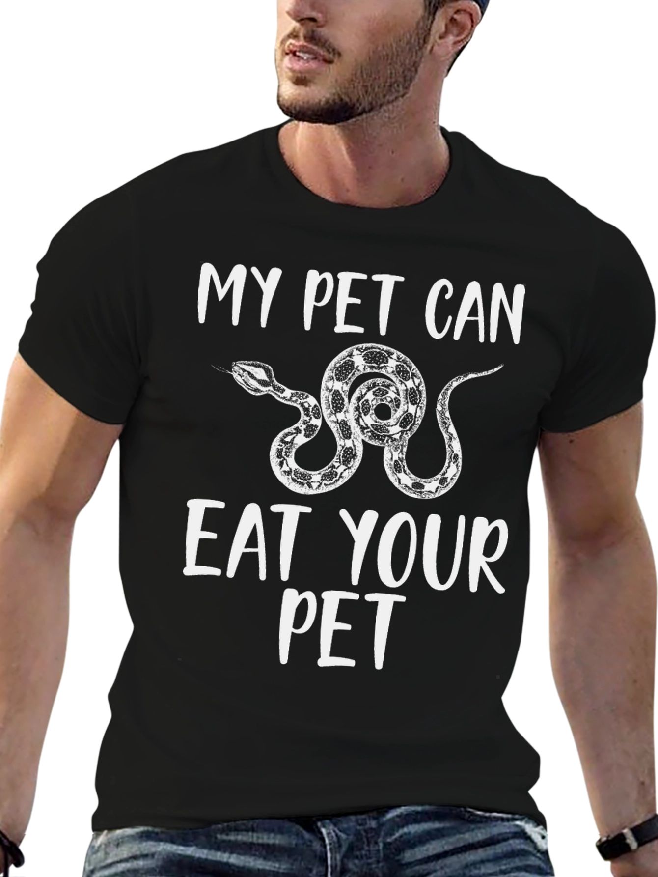 Black My Pet Can Eat Your Pet Graphic Tee view 6