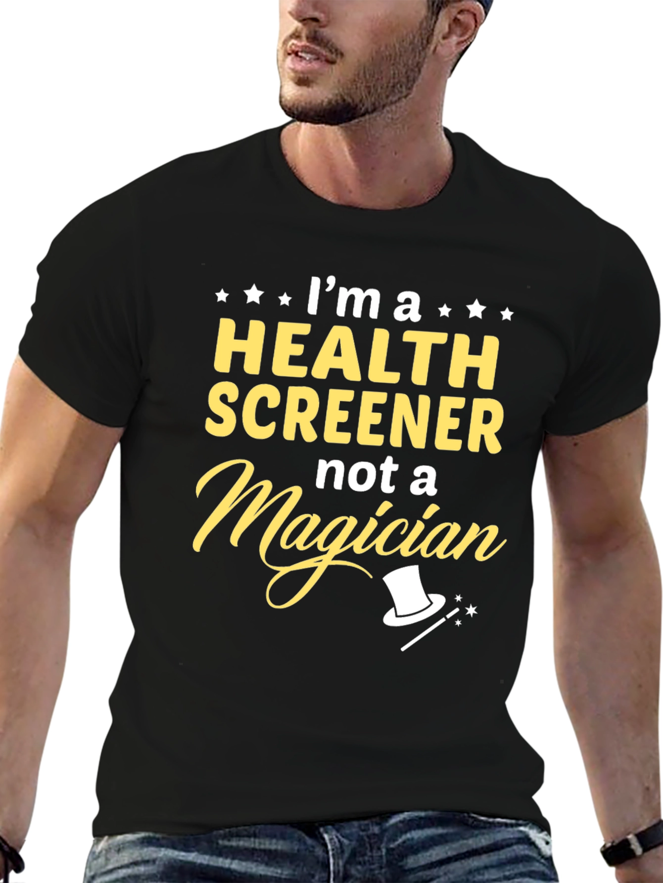 Black Health Screener, Not Magician T-Shirt view 6