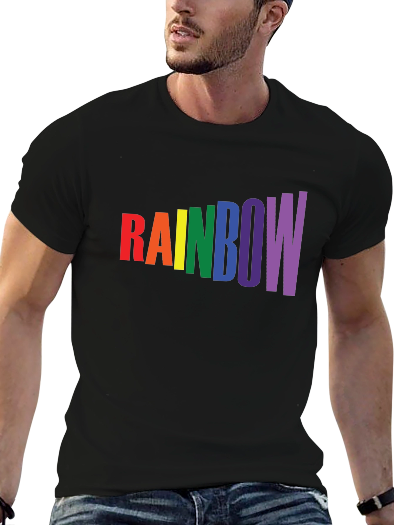 Black Rainbow Pride T-Shirt - Bold Colorful Design view 6