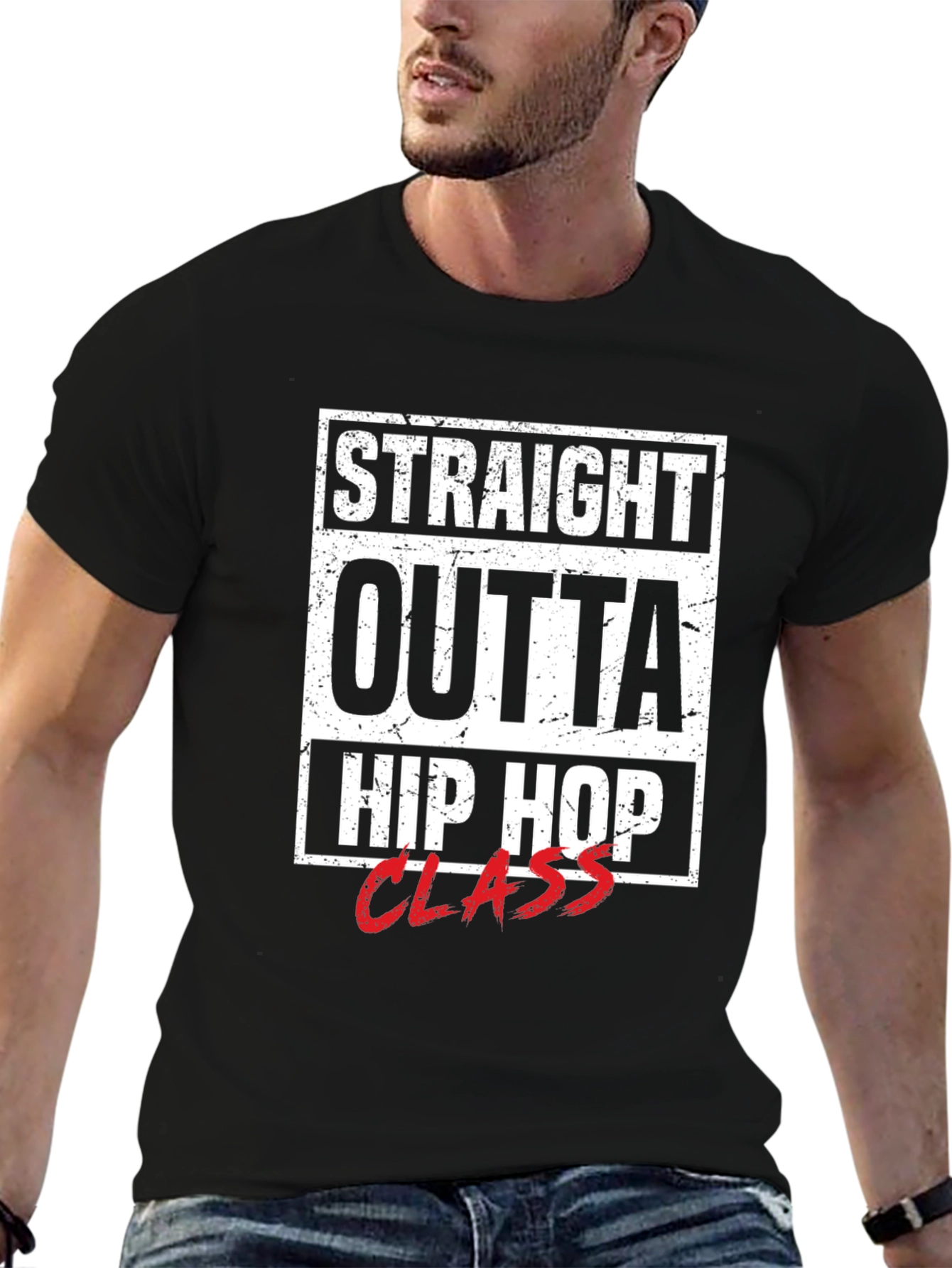Black Straight Outta Hip Hop Class T-Shirt view 6