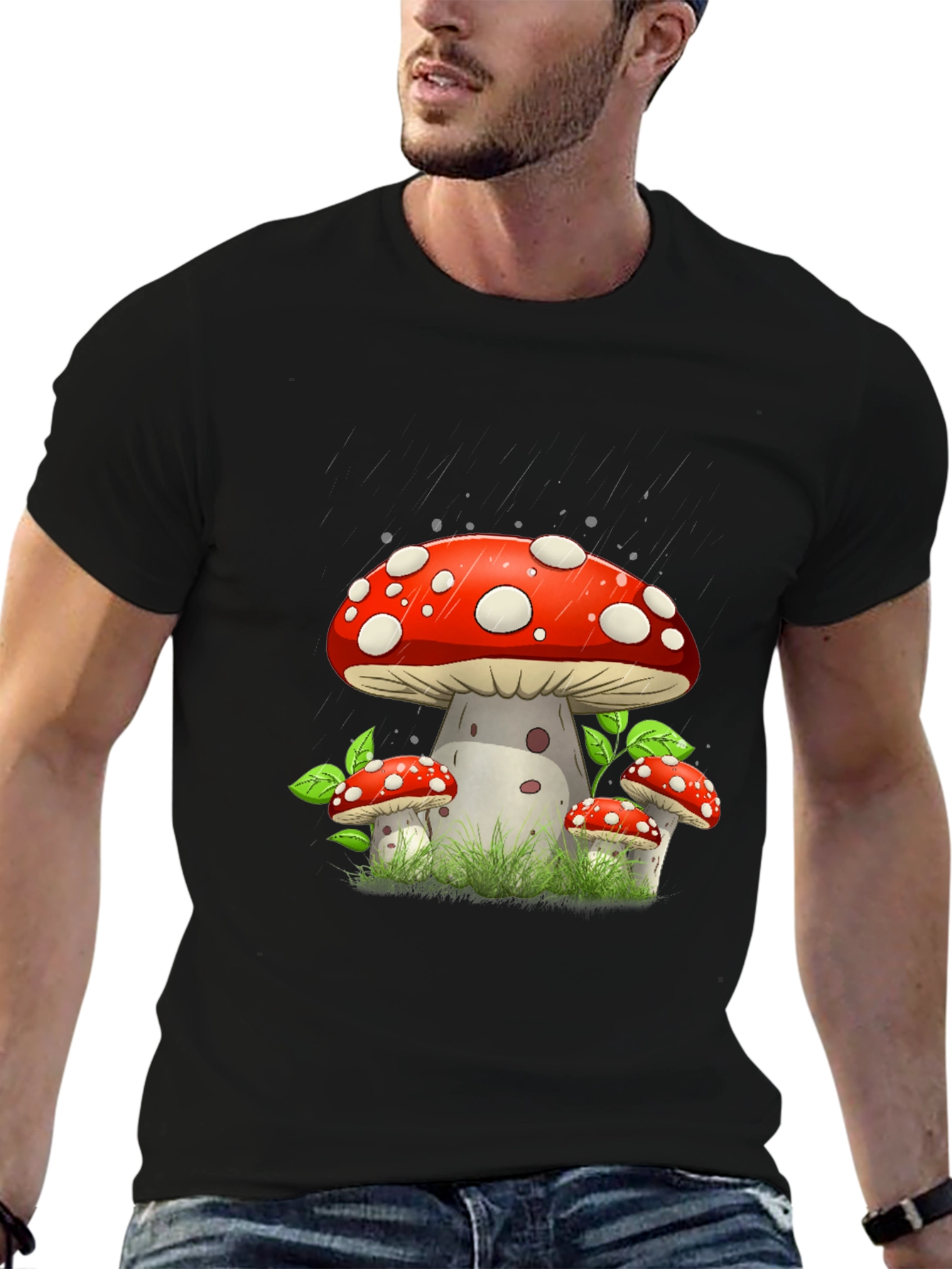 Black Mushroom Graphic Tee - Funky Style view 6